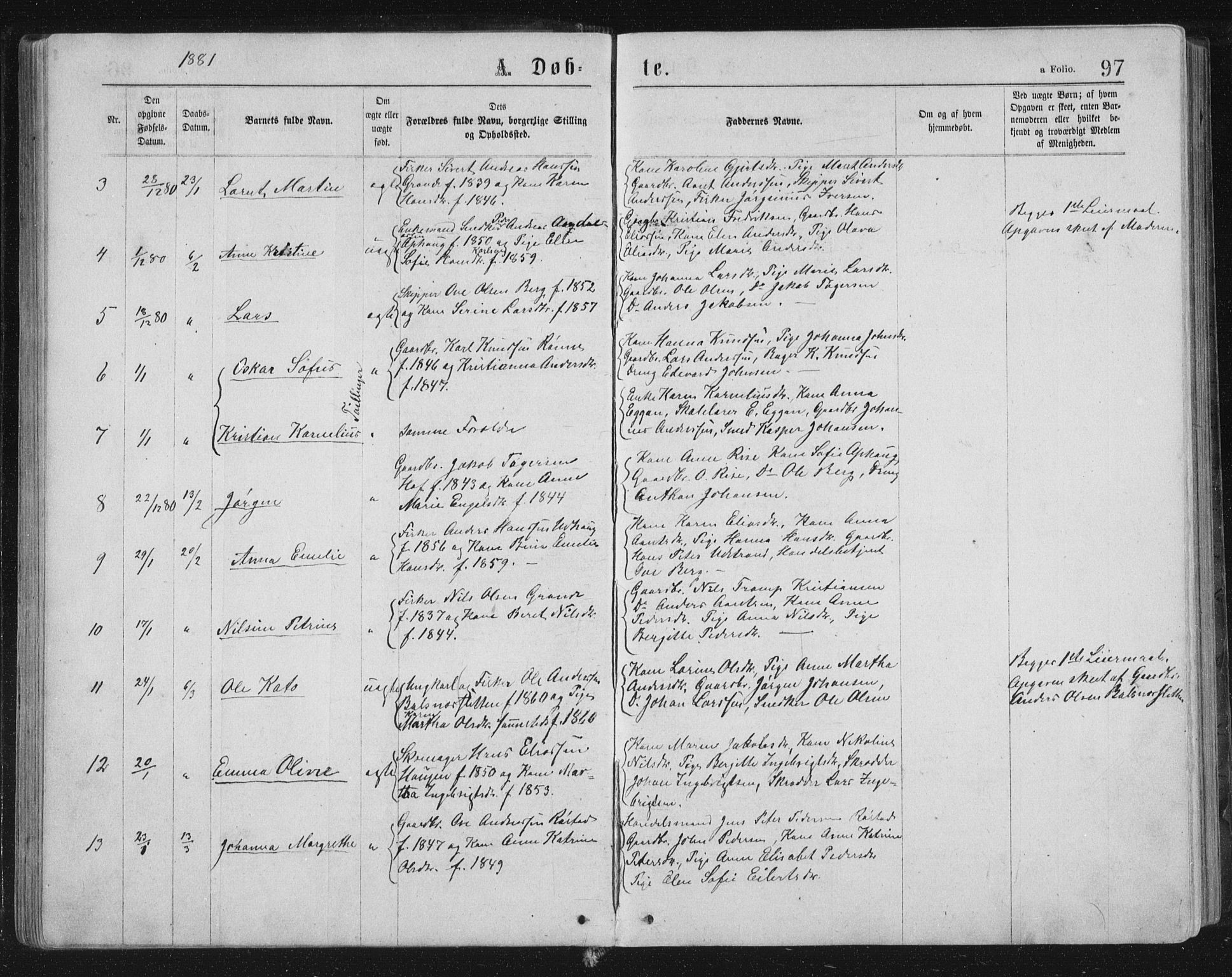 Ministerialprotokoller, klokkerbøker og fødselsregistre - Sør-Trøndelag, SAT/A-1456/659/L0745: Parish register (copy) no. 659C02, 1869-1892, p. 97