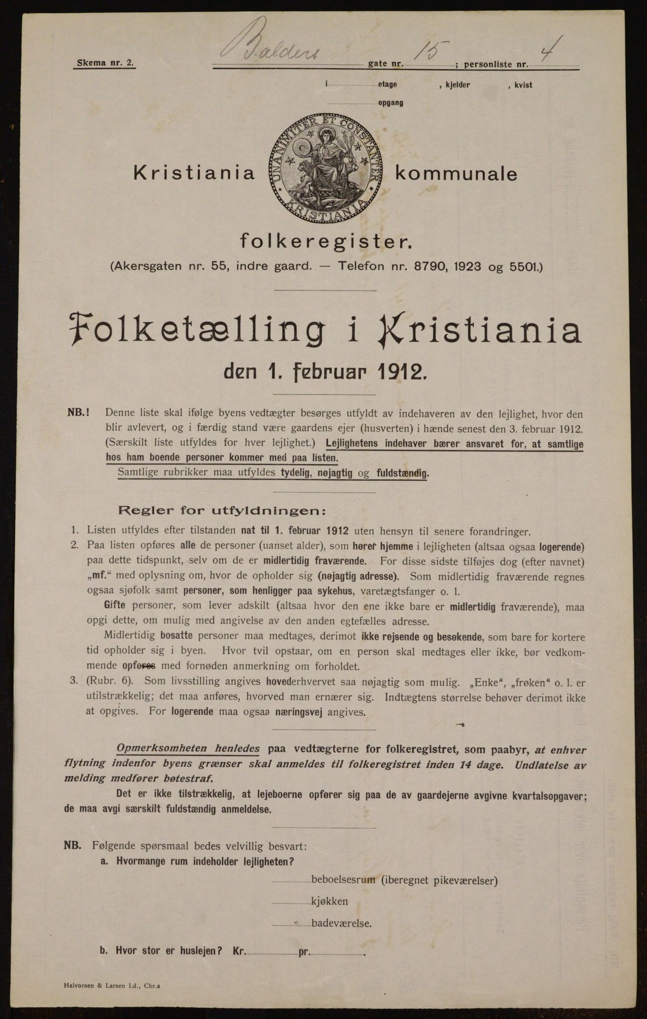 OBA, Municipal Census 1912 for Kristiania, 1912, p. 3224