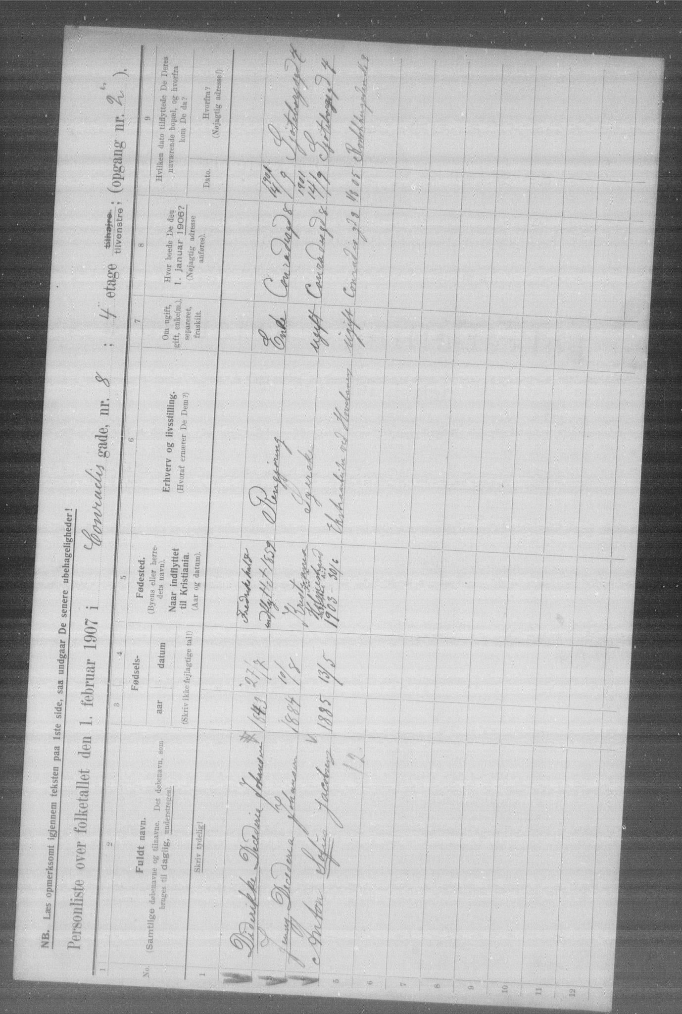 OBA, Municipal Census 1907 for Kristiania, 1907, p. 6910