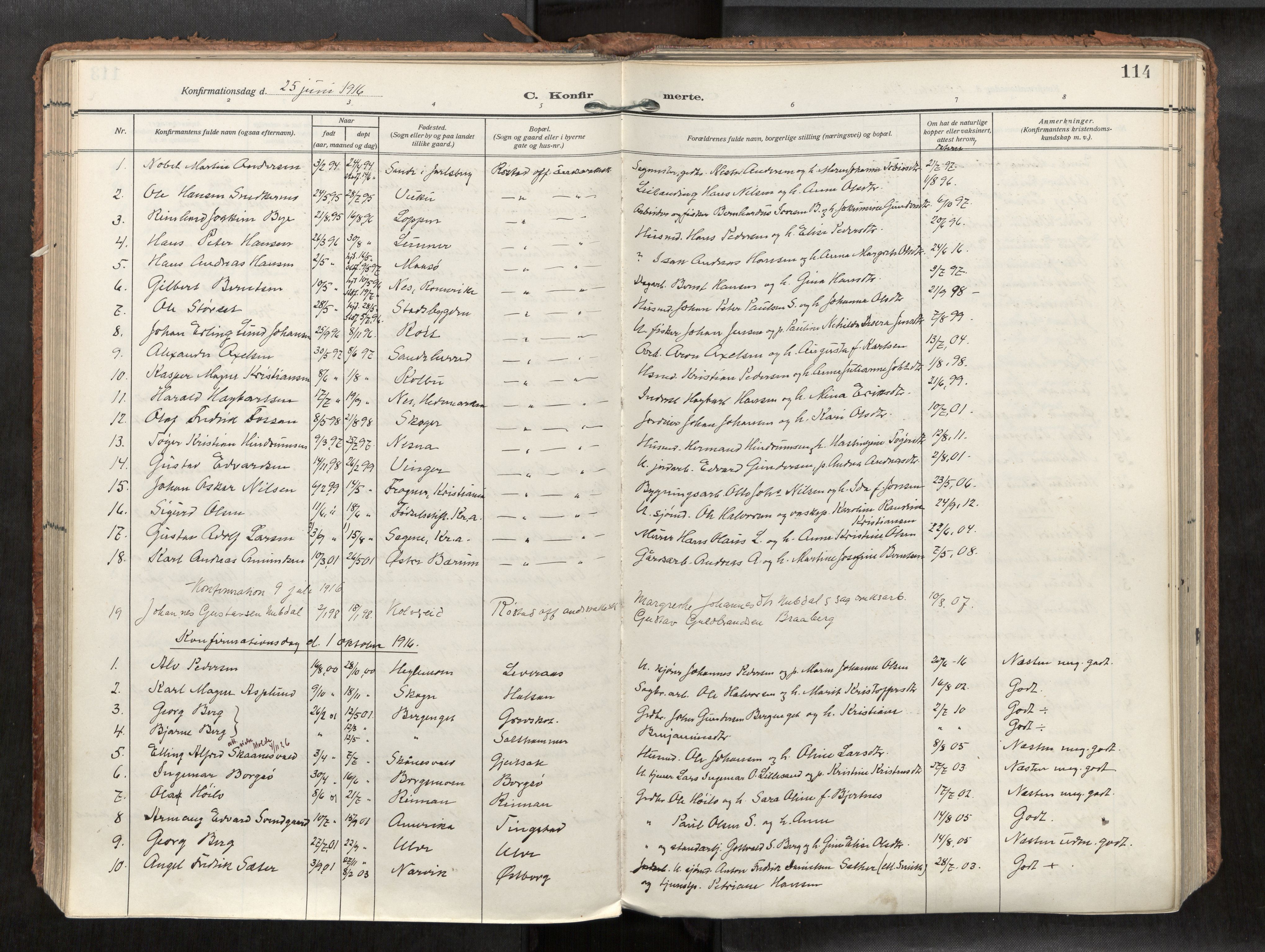 Levanger sokneprestkontor, SAT/A-1301/2/H/Haa/L0002: Parish register (official) no. 2, 1912-1935, p. 114