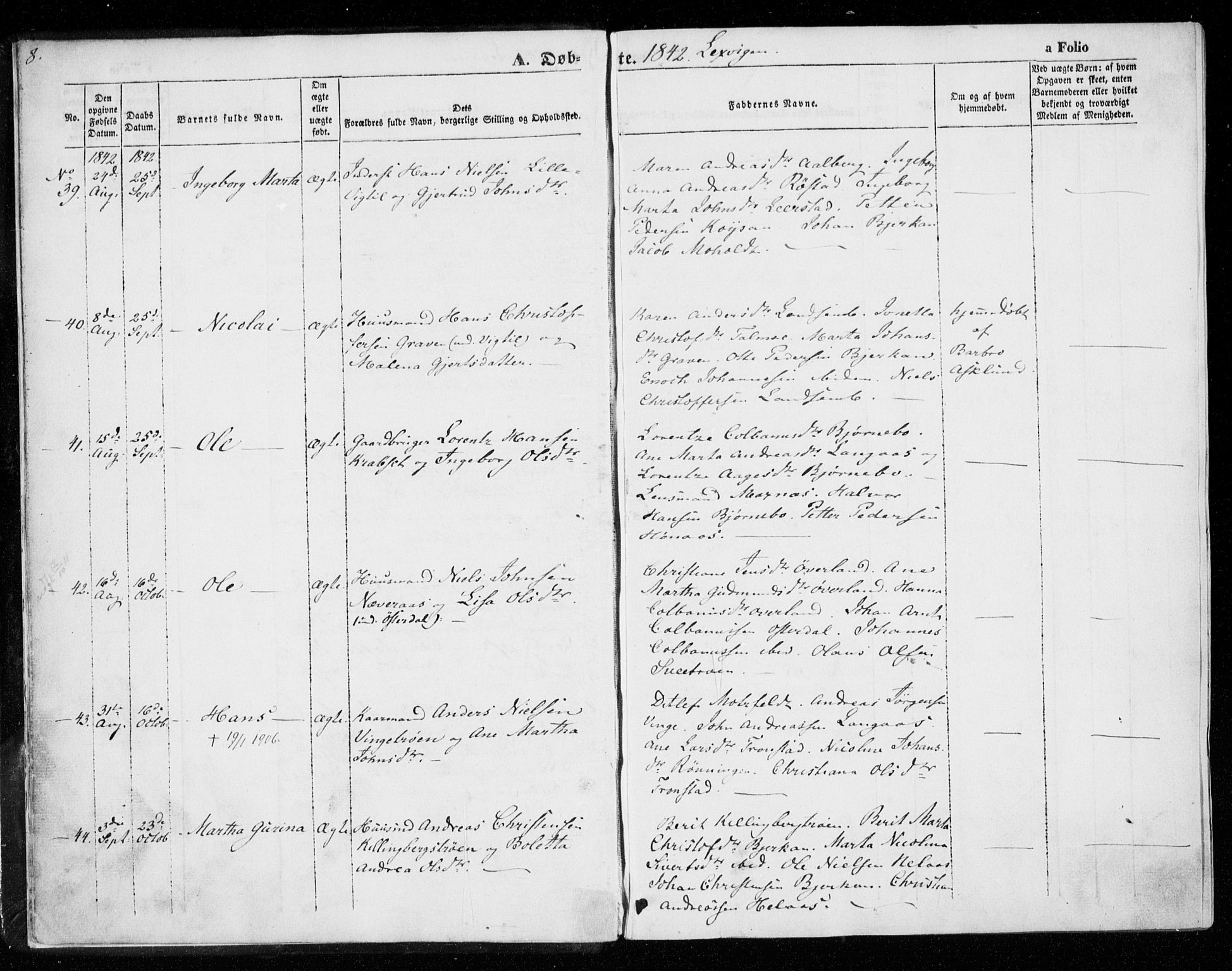 Ministerialprotokoller, klokkerbøker og fødselsregistre - Nord-Trøndelag, AV/SAT-A-1458/701/L0007: Parish register (official) no. 701A07 /1, 1842-1854, p. 8