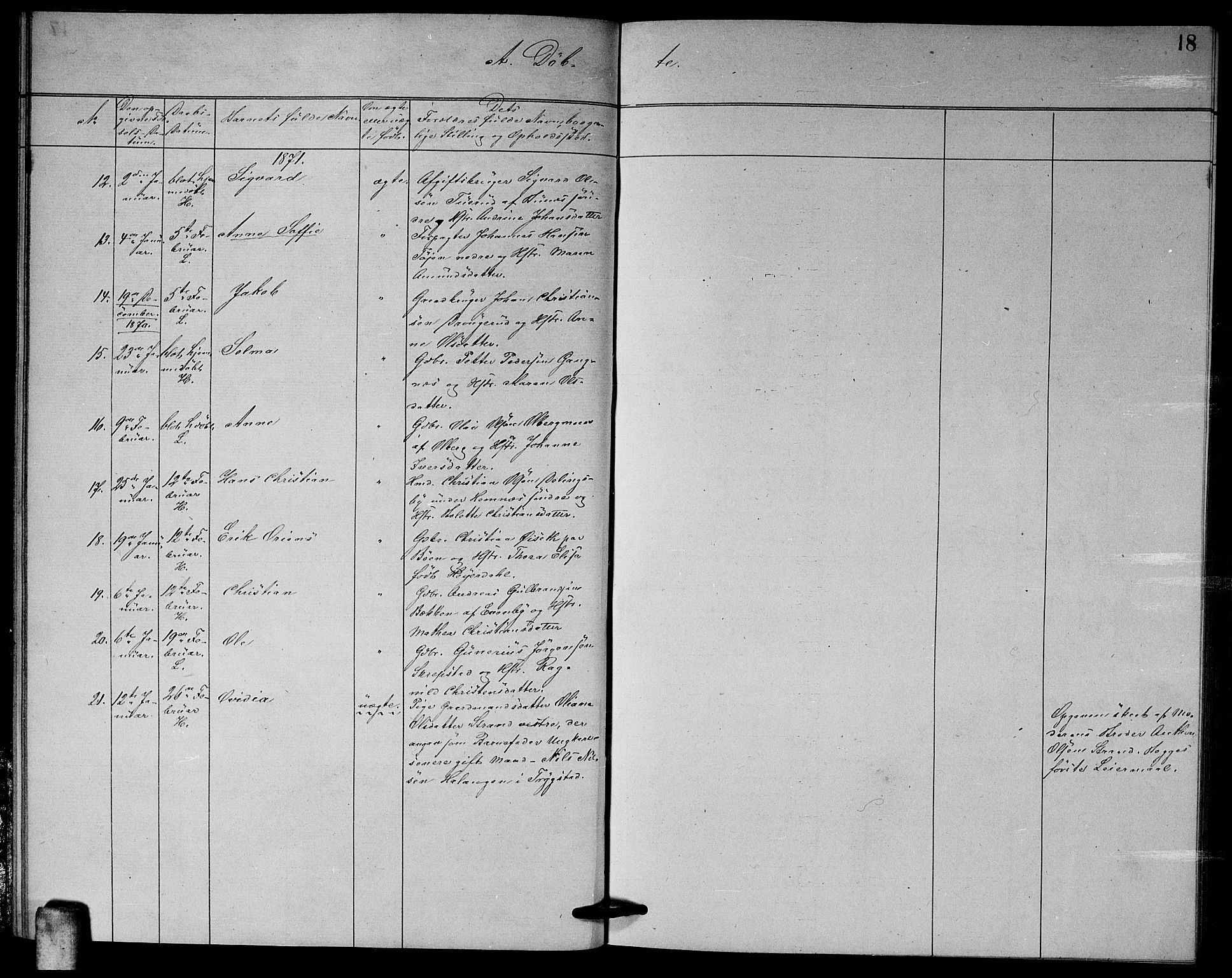 Høland prestekontor Kirkebøker, AV/SAO-A-10346a/G/Ga/L0006: Parish register (copy) no. I 6, 1869-1879, p. 18