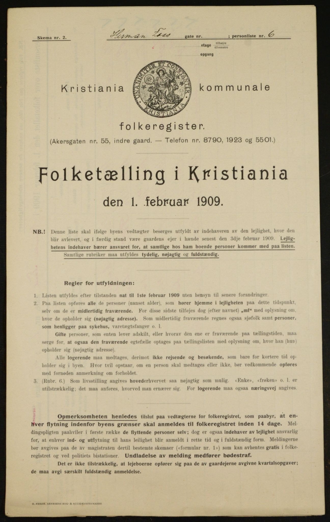 OBA, Municipal Census 1909 for Kristiania, 1909, p. 34986