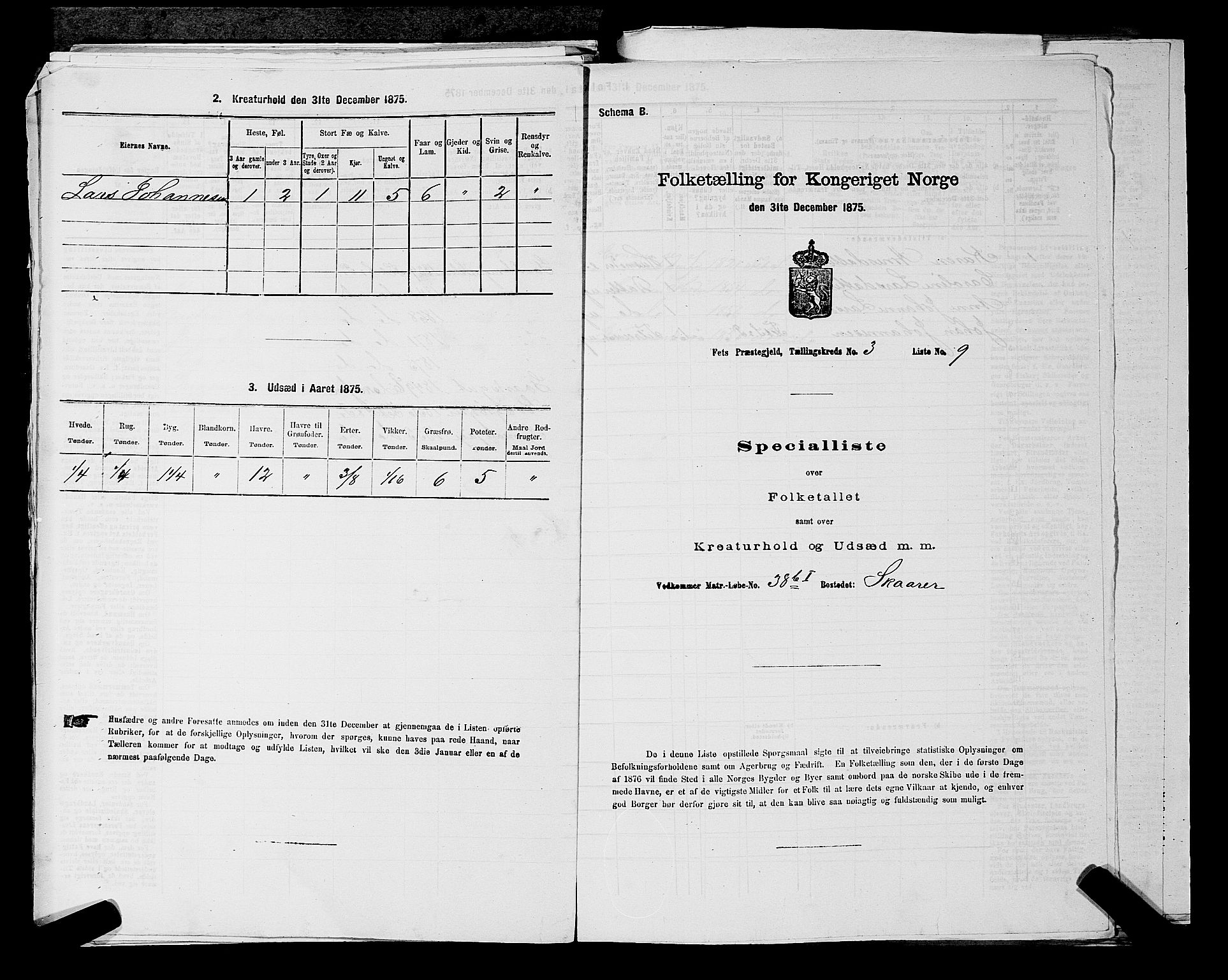 RA, 1875 census for 0227P Fet, 1875, p. 437