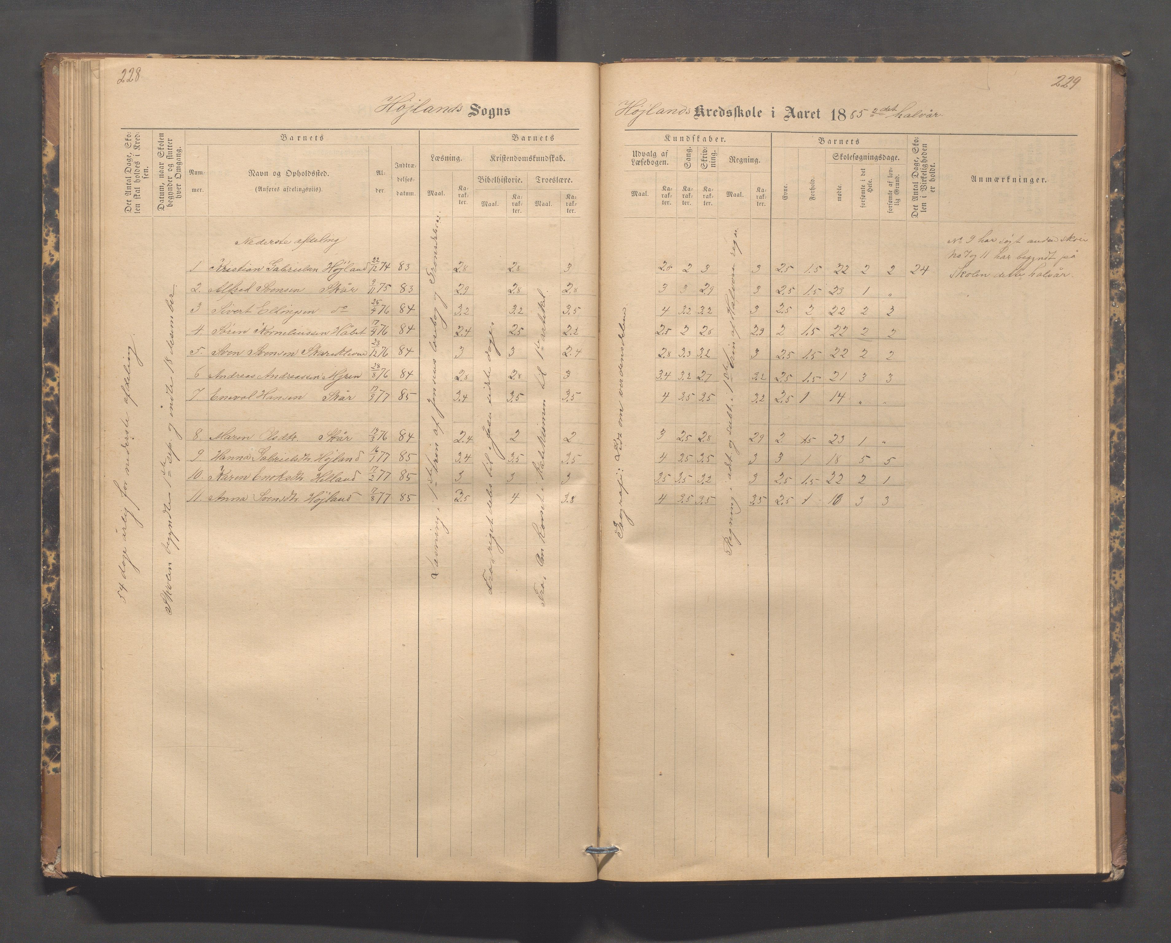 Høyland kommune - Lura skole, IKAR/K-100081/F/L0002: Skoleprotokoll, 1878-1896, p. 228-229