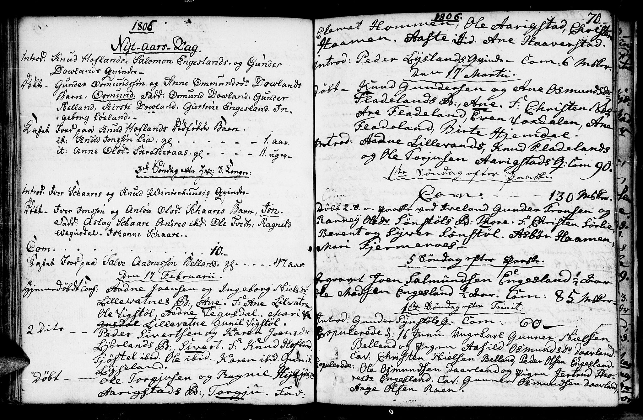 Herefoss sokneprestkontor, AV/SAK-1111-0019/F/Fa/Fab/L0002: Parish register (official) no. A 2, 1780-1816, p. 70