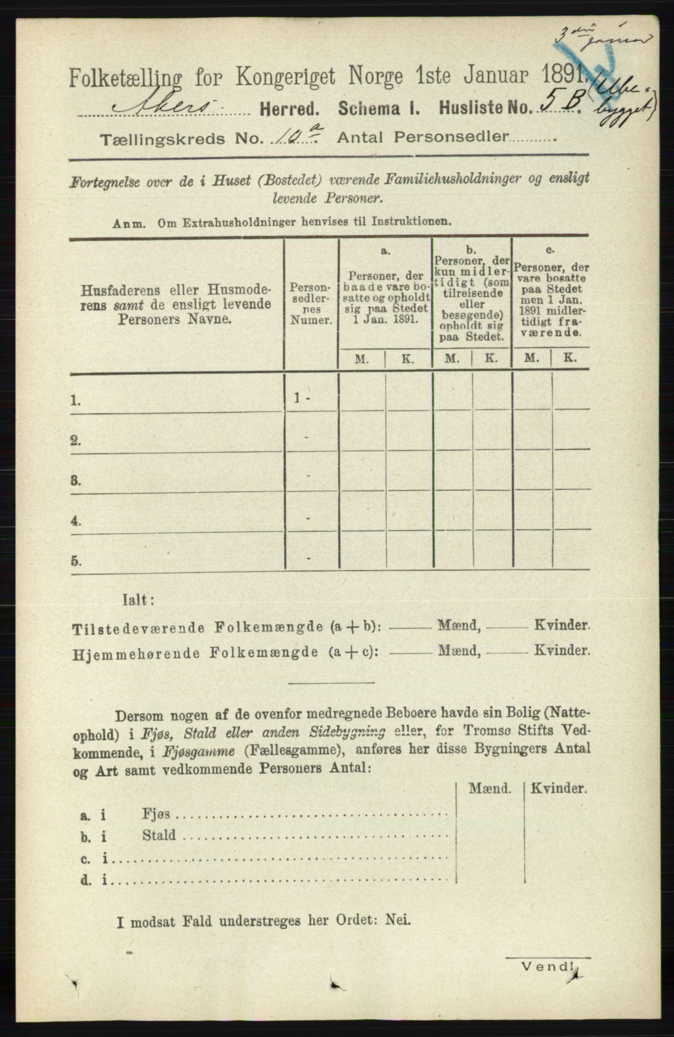 RA, 1891 census for 0218 Aker, 1891, p. 8813