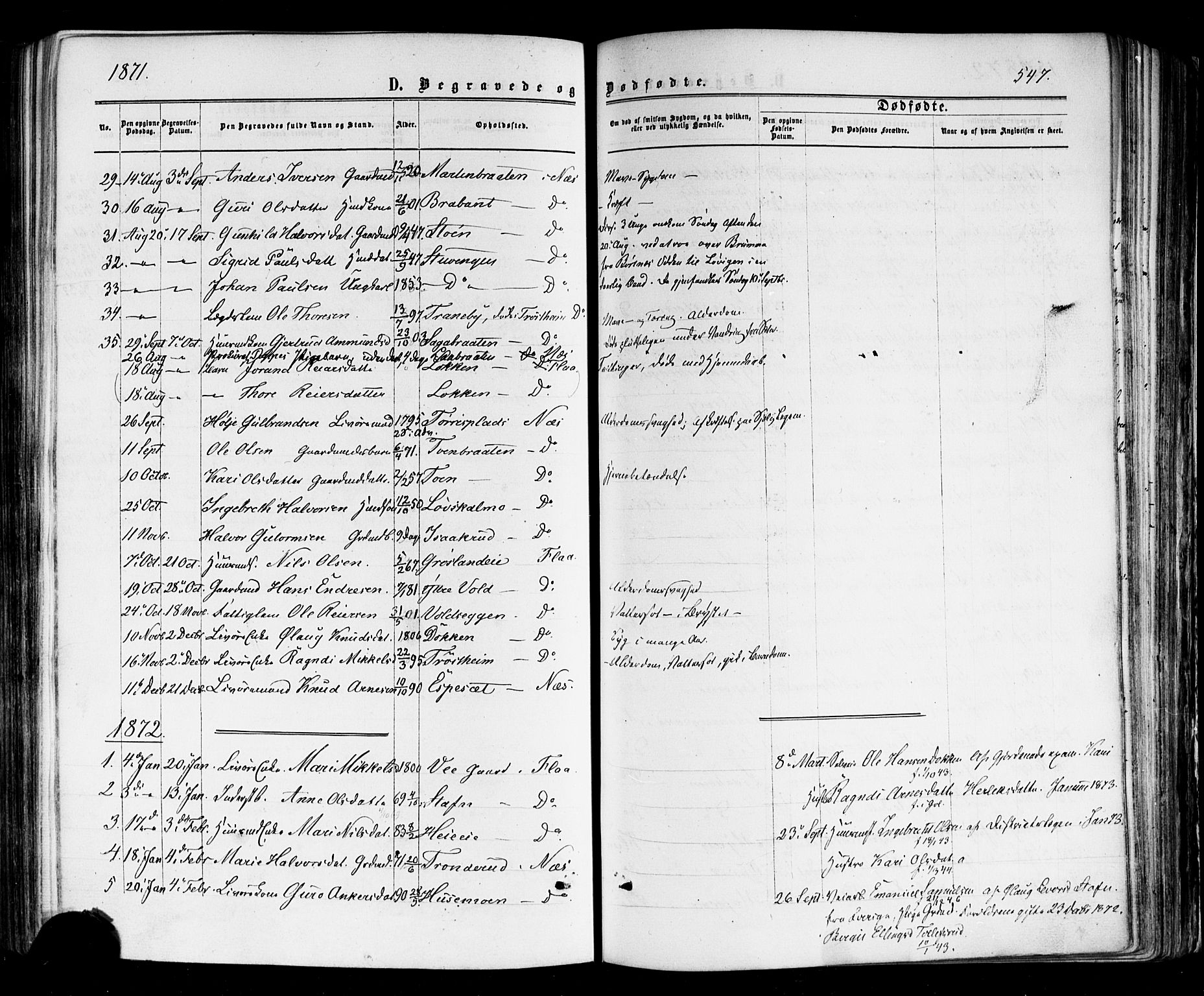 Nes kirkebøker, SAKO/A-236/F/Fa/L0010: Parish register (official) no. 10, 1864-1880, p. 547