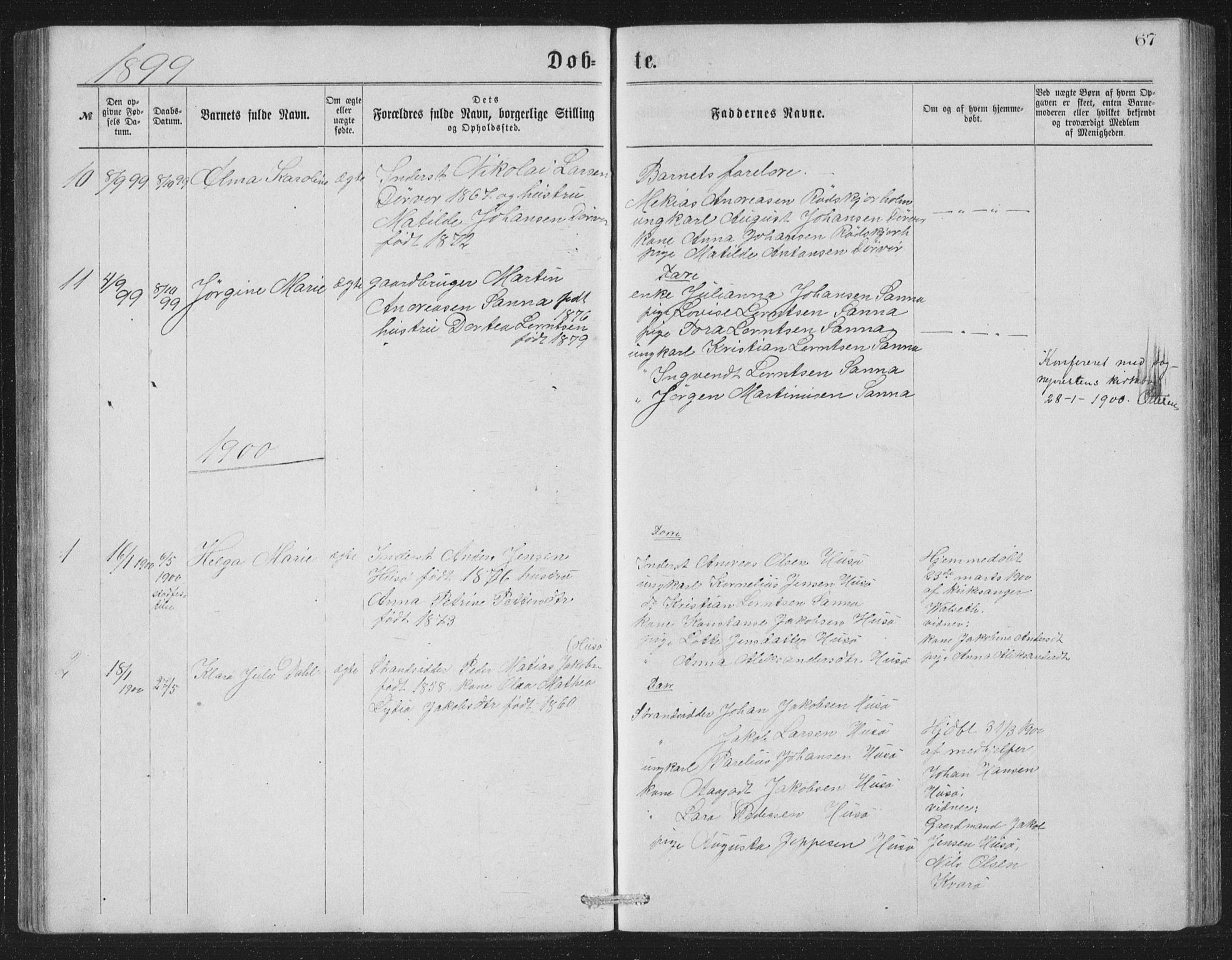 Ministerialprotokoller, klokkerbøker og fødselsregistre - Nordland, SAT/A-1459/840/L0582: Parish register (copy) no. 840C02, 1874-1900, p. 67