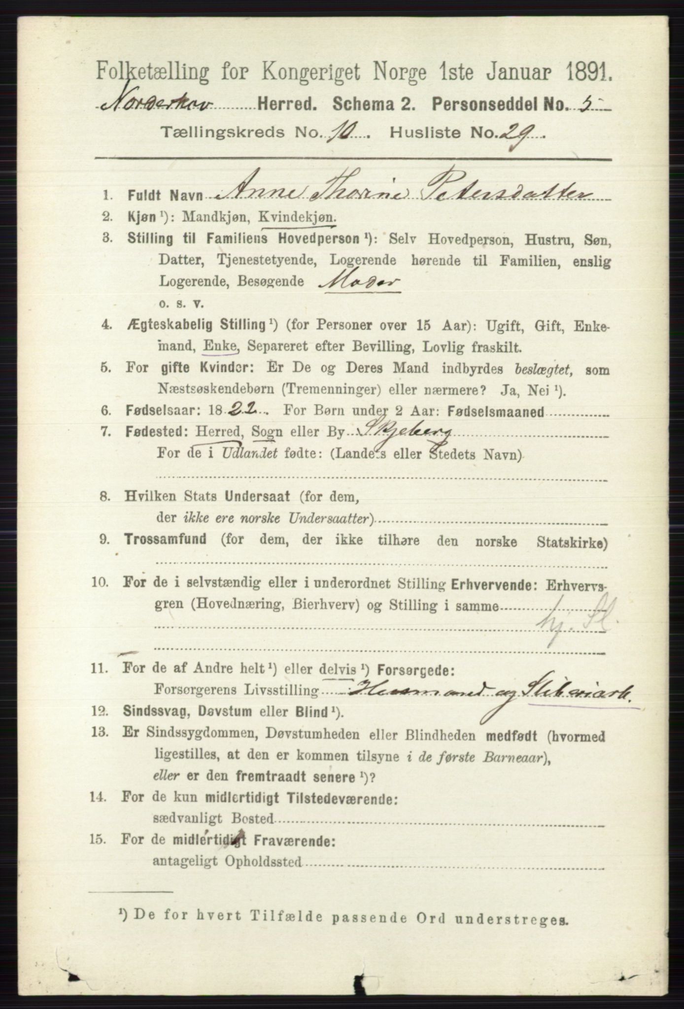 RA, 1891 census for 0613 Norderhov, 1891, p. 7668