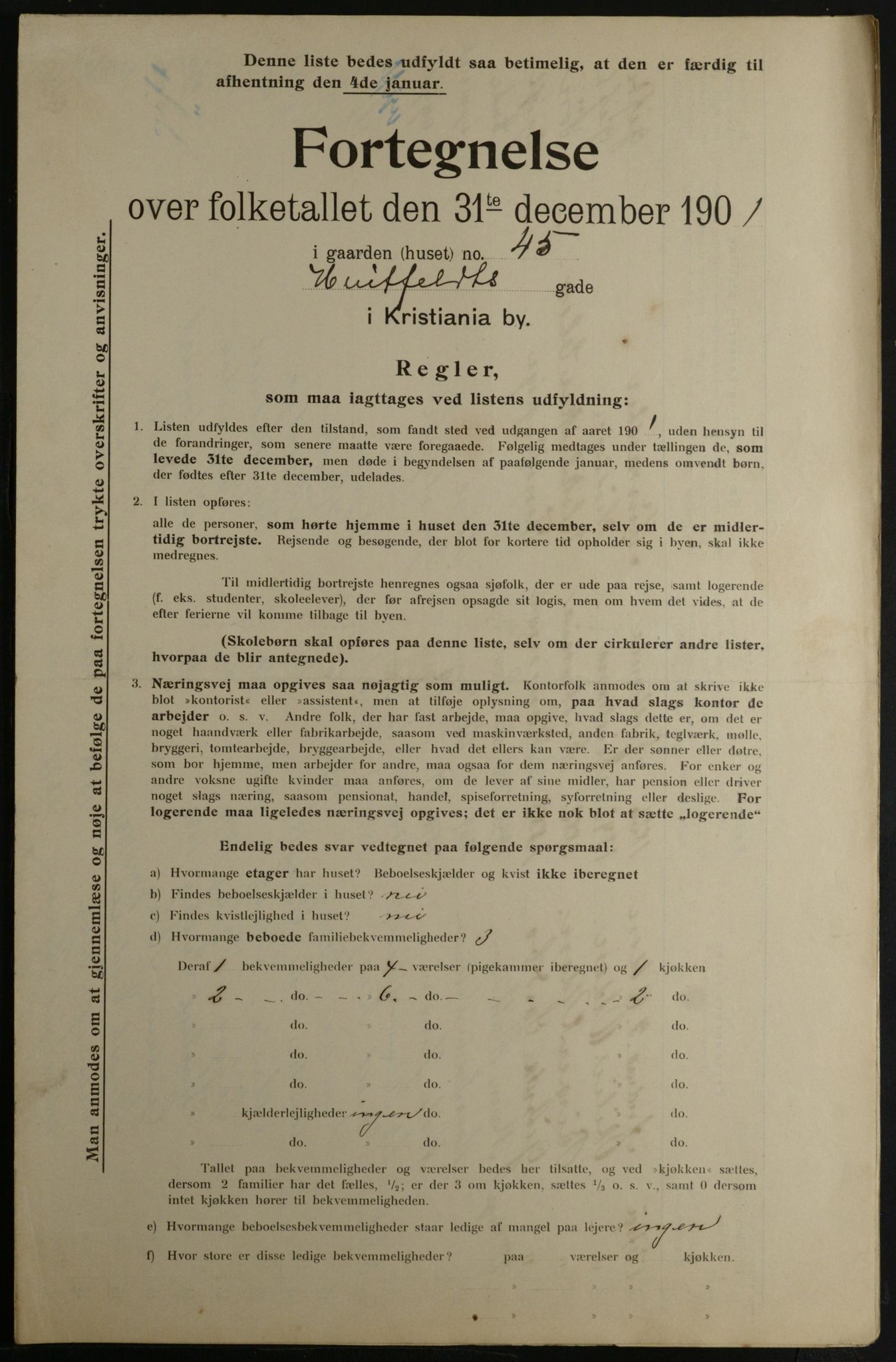 OBA, Municipal Census 1901 for Kristiania, 1901, p. 6643