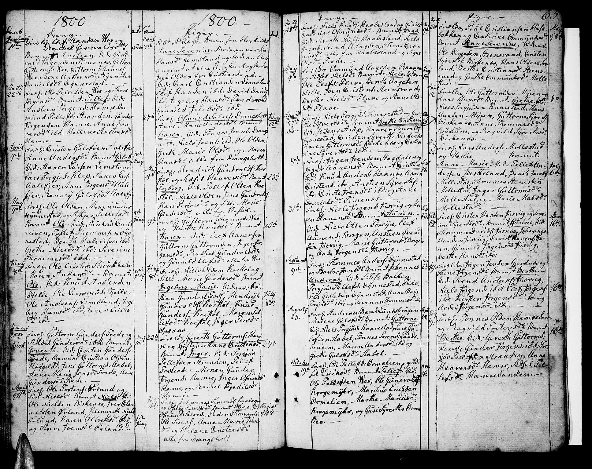 Tveit sokneprestkontor, SAK/1111-0043/F/Fa/L0001: Parish register (official) no. A 1, 1794-1819, p. 65