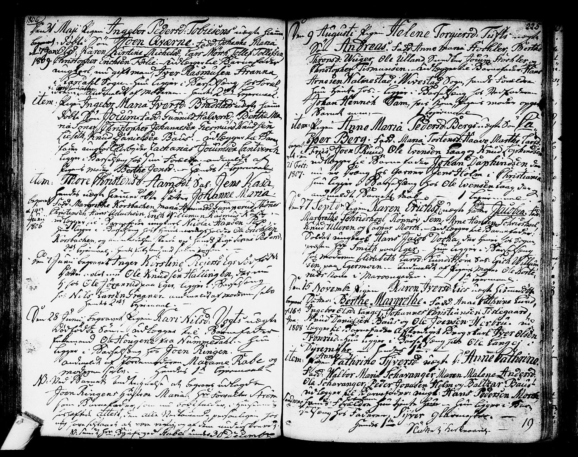 Kongsberg kirkebøker, AV/SAKO-A-22/F/Fa/L0007: Parish register (official) no. I 7, 1795-1816, p. 225