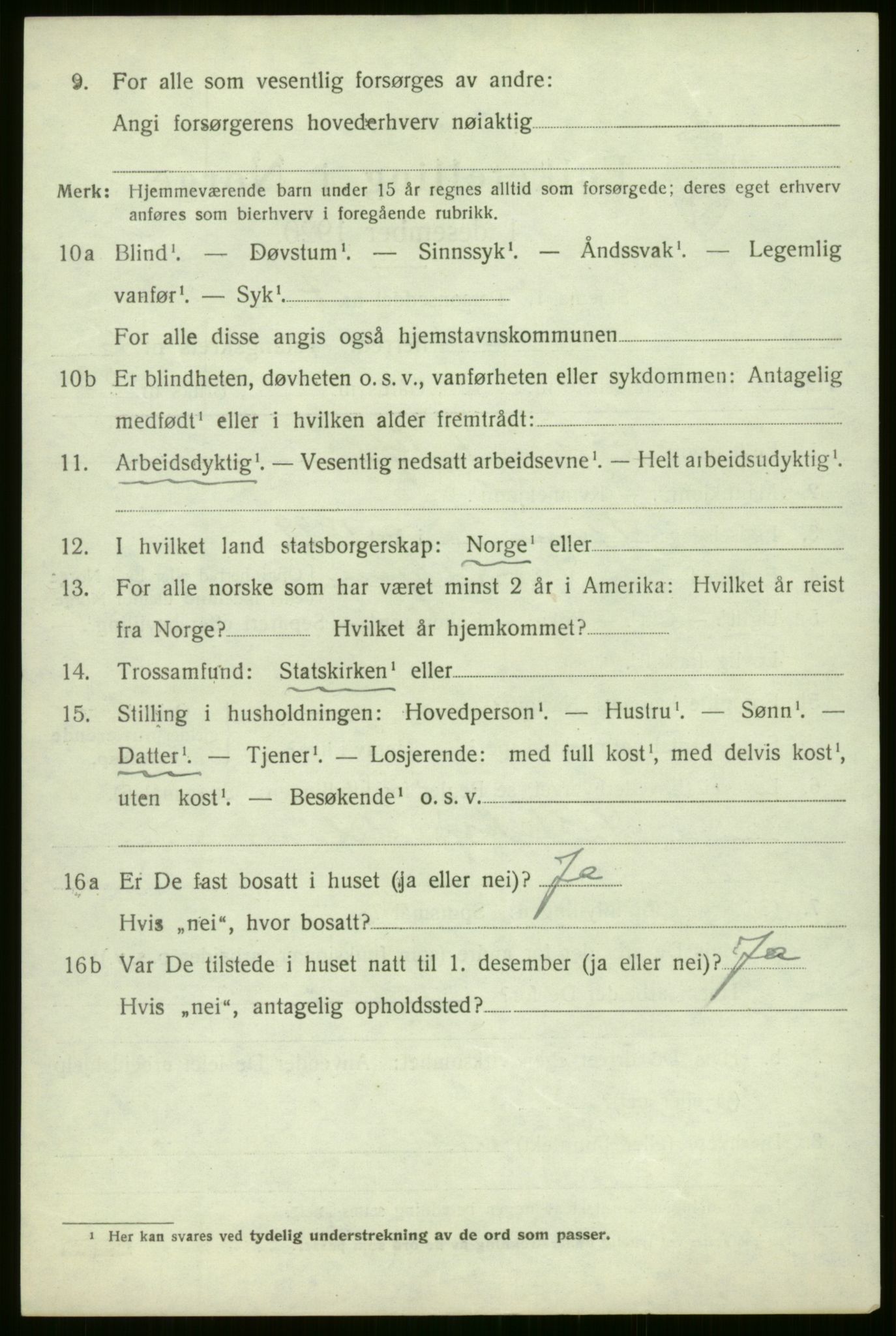 SAB, 1920 census for Voss, 1920, p. 6546