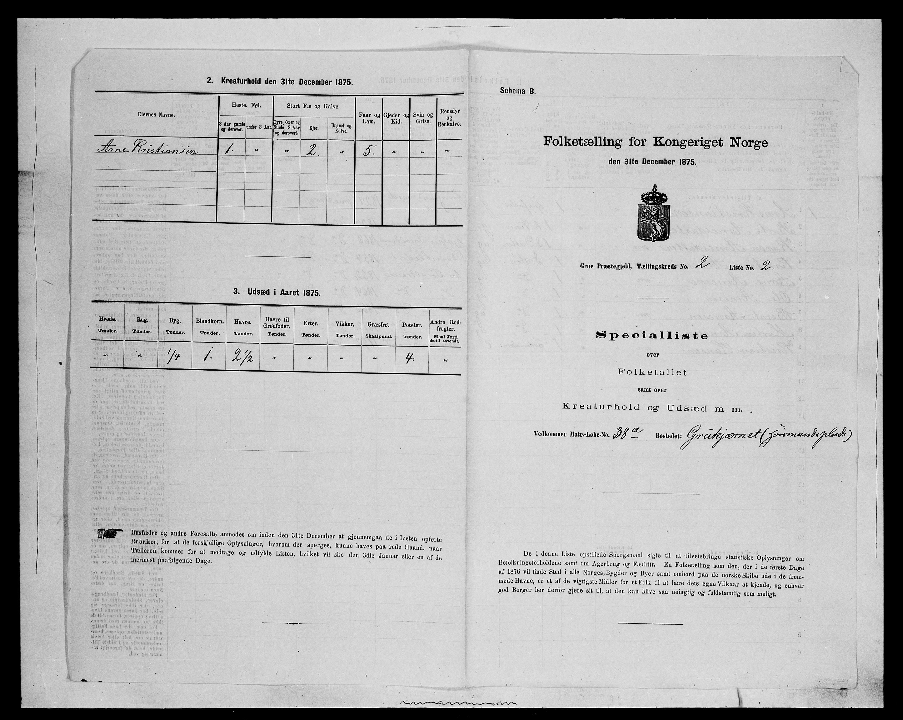 SAH, 1875 census for 0423P Grue, 1875, p. 378