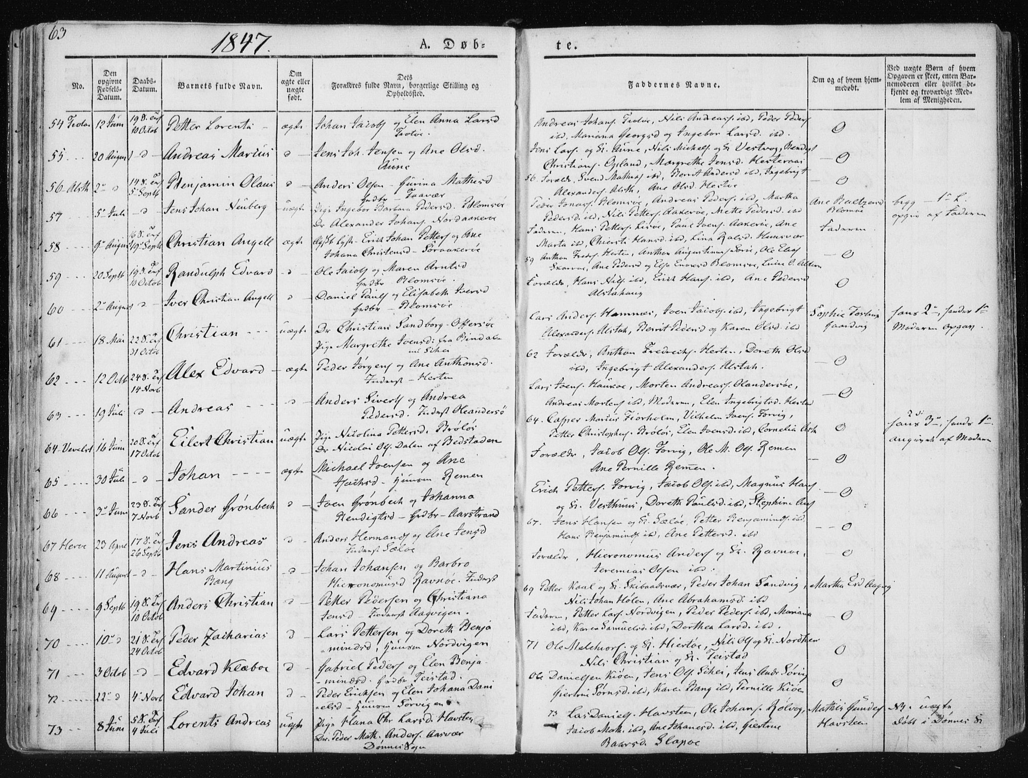 Ministerialprotokoller, klokkerbøker og fødselsregistre - Nordland, SAT/A-1459/830/L0446: Parish register (official) no. 830A10, 1831-1865, p. 63