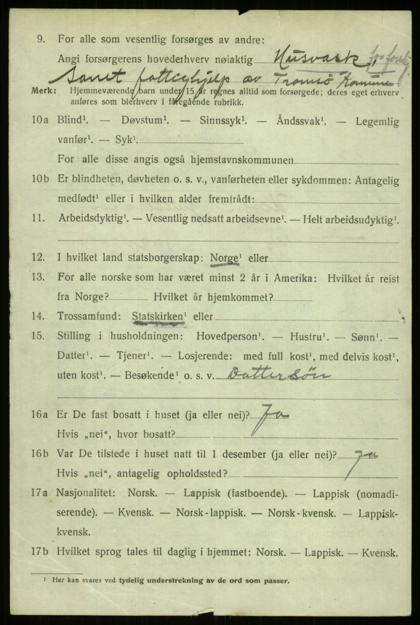 SATØ, 1920 census for Tromsø, 1920, p. 11760