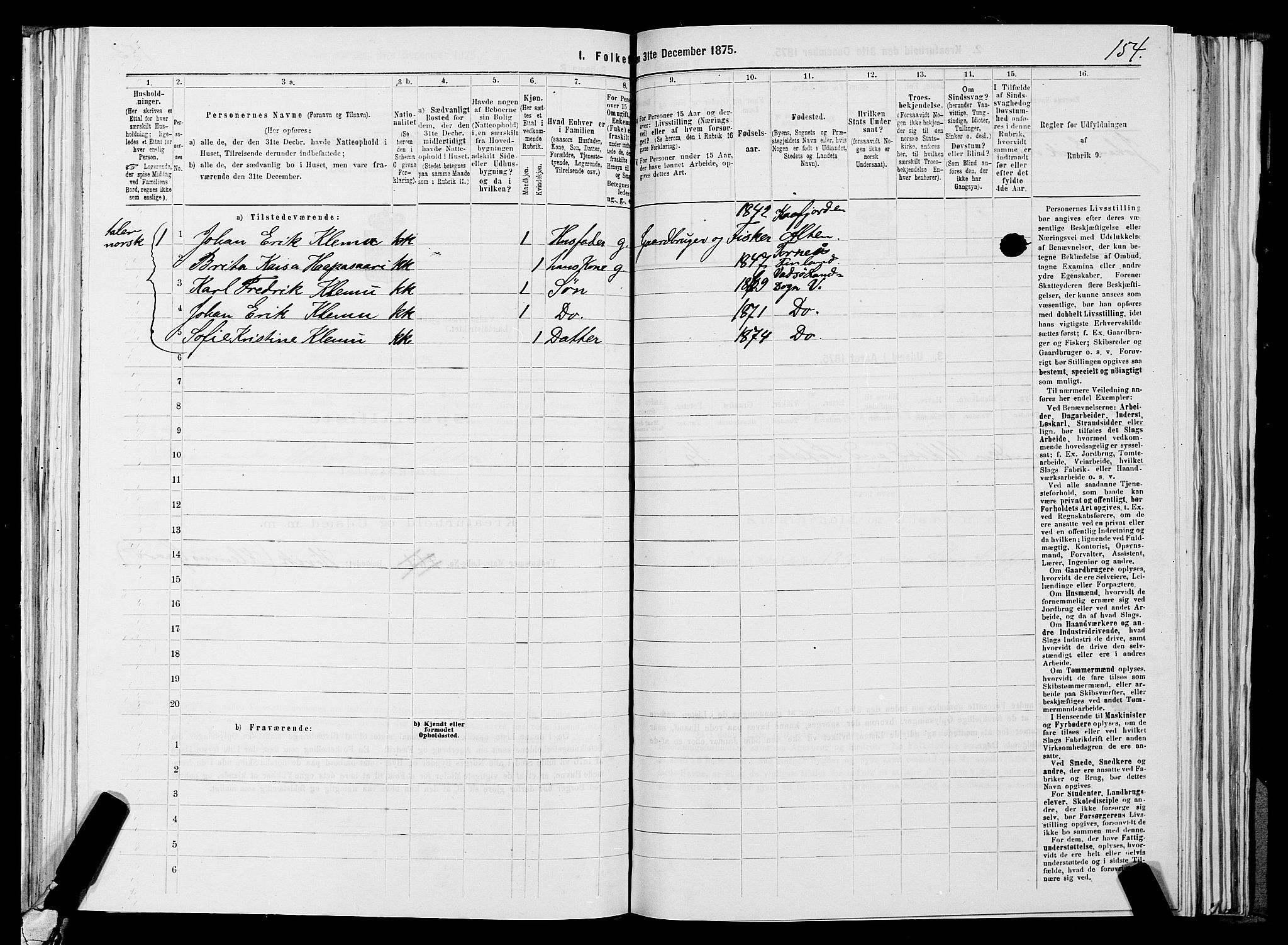 SATØ, 1875 census for 2029L Vadsø/Vadsø, 1875, p. 1154