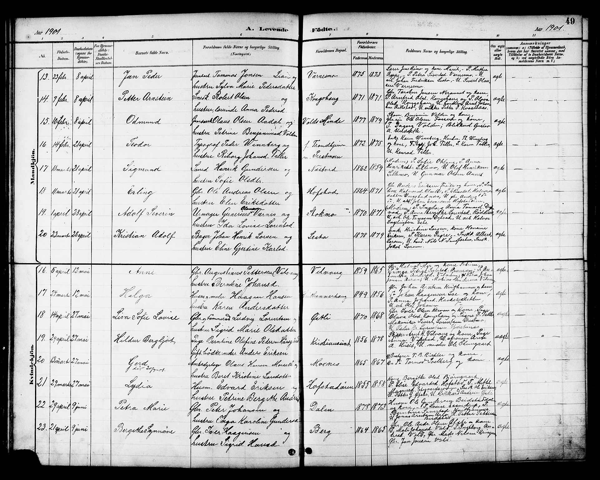 Ministerialprotokoller, klokkerbøker og fødselsregistre - Nord-Trøndelag, AV/SAT-A-1458/709/L0087: Parish register (copy) no. 709C01, 1892-1913, p. 49