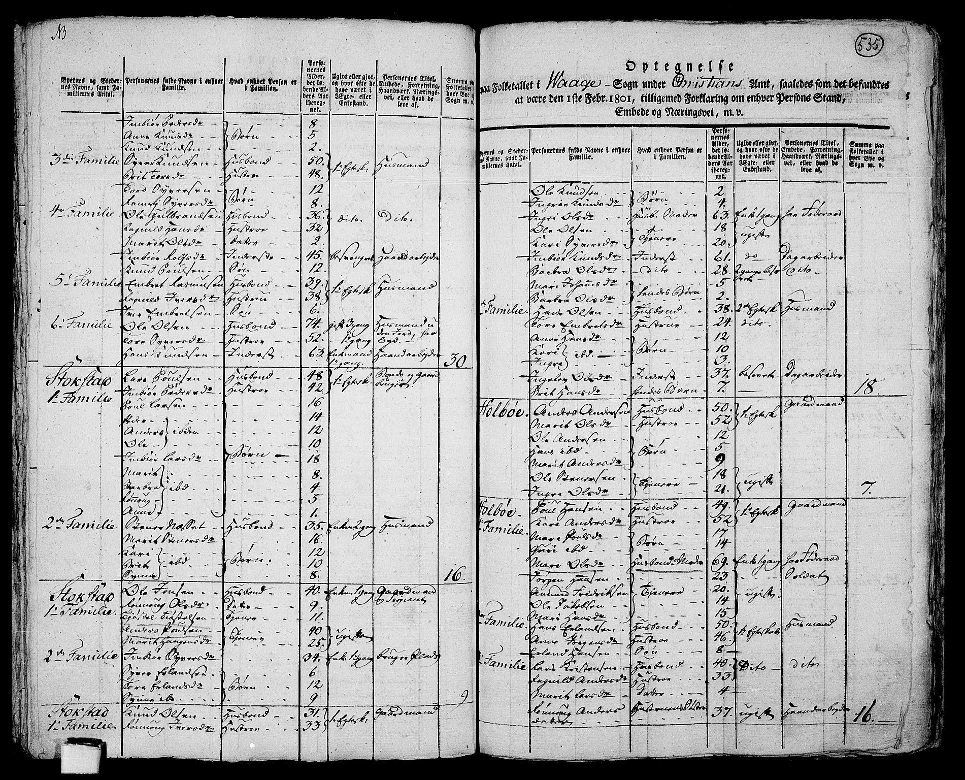 RA, 1801 census for 0515P Vågå, 1801, p. 534b-535a