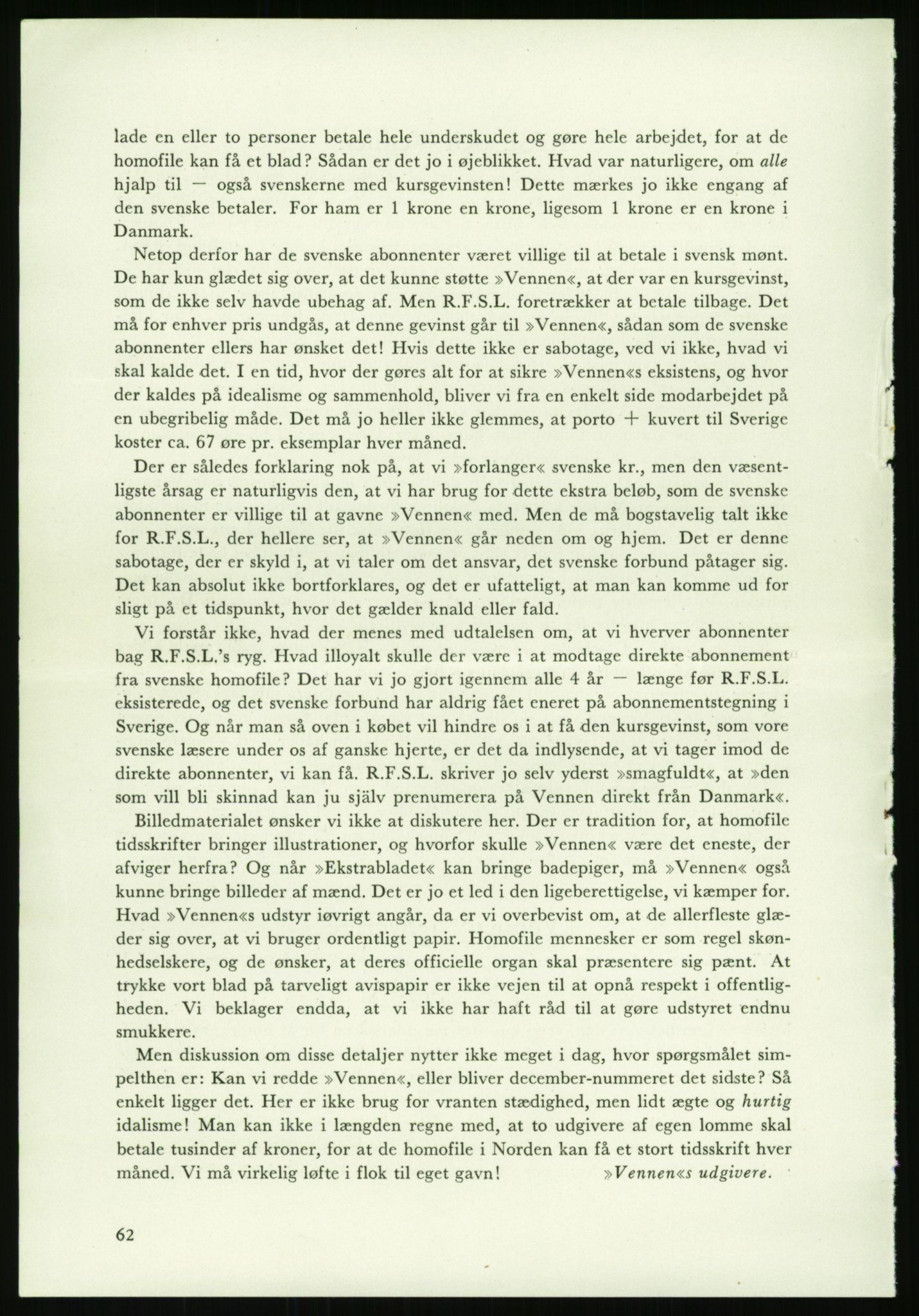 Det Norske Forbundet av 1948/Landsforeningen for Lesbisk og Homofil Frigjøring, AV/RA-PA-1216/E/Eb/L0001: Intern informasjon, 1952-1991, p. 26