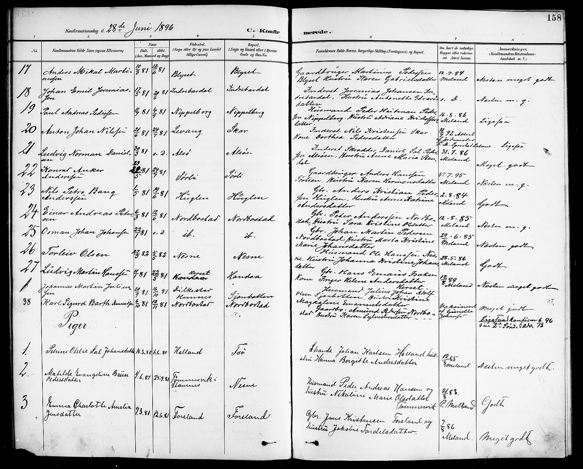 Ministerialprotokoller, klokkerbøker og fødselsregistre - Nordland, AV/SAT-A-1459/838/L0559: Parish register (copy) no. 838C06, 1893-1910, p. 158