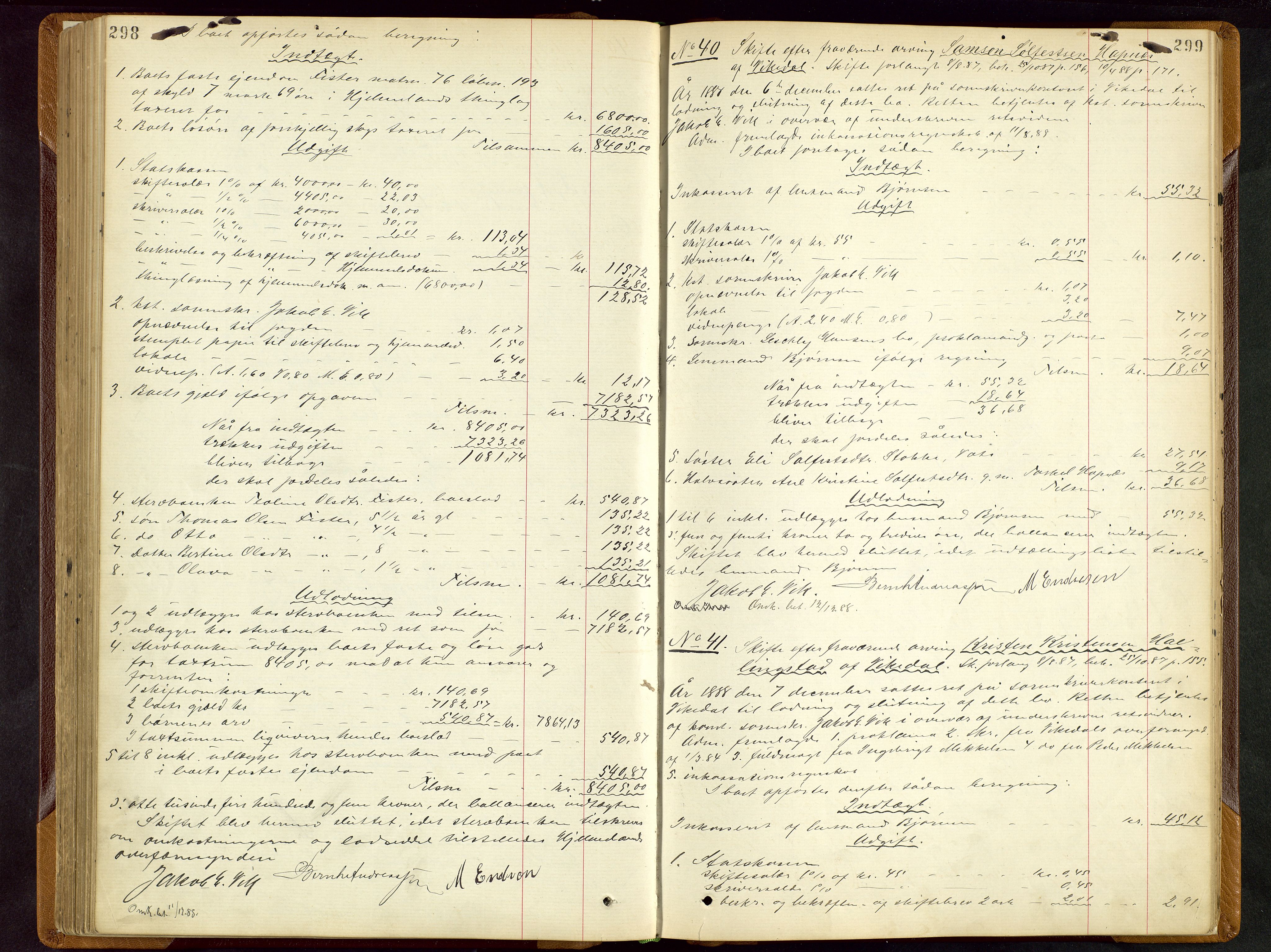 Ryfylke tingrett, SAST/A-100055/001/IV/IVD/L0028: Skifteprotokoll, register i protokollen, 1885-1893, p. 298-299