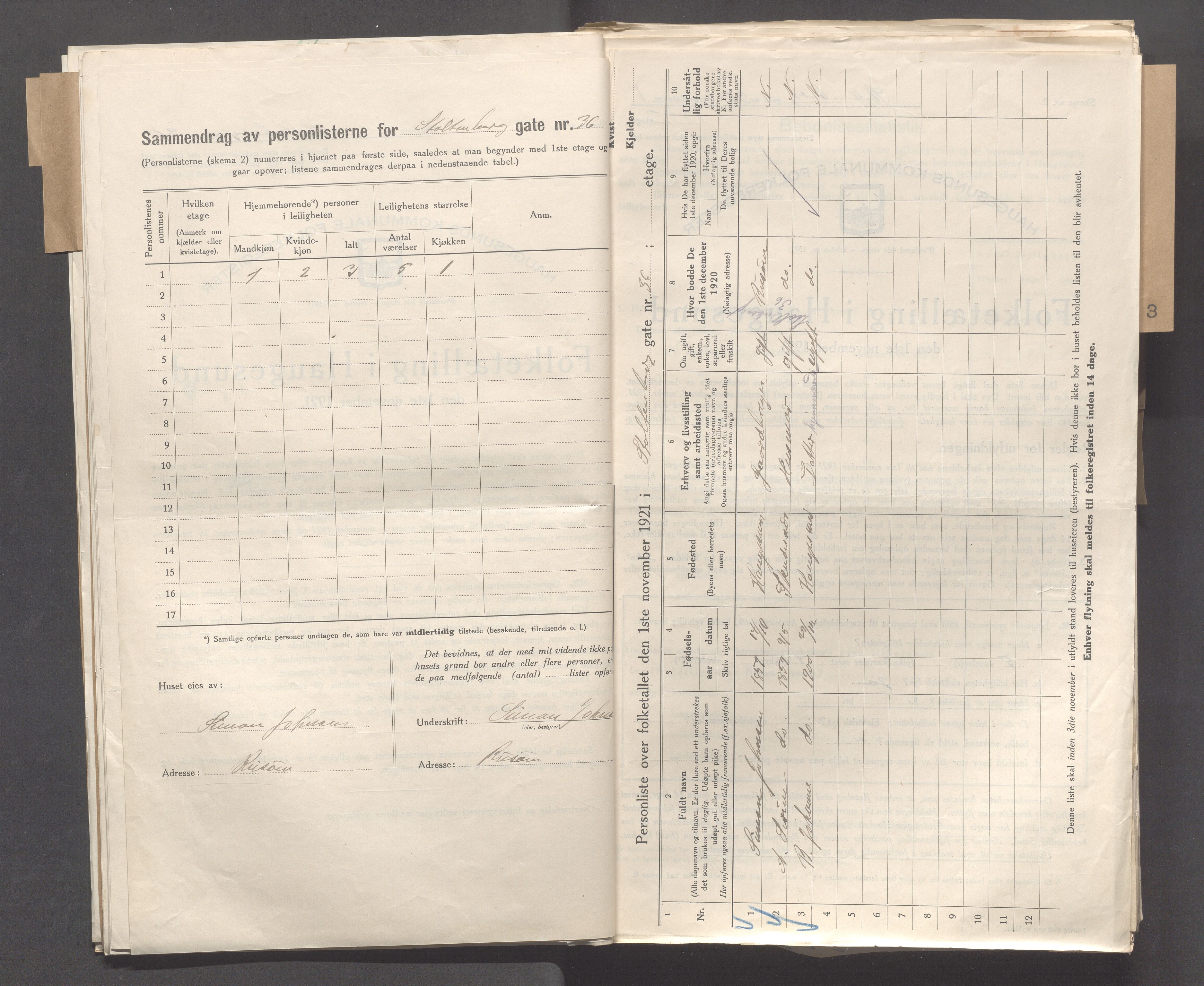 IKAR, Local census 1.11.1921 for Haugesund, 1921, p. 7056