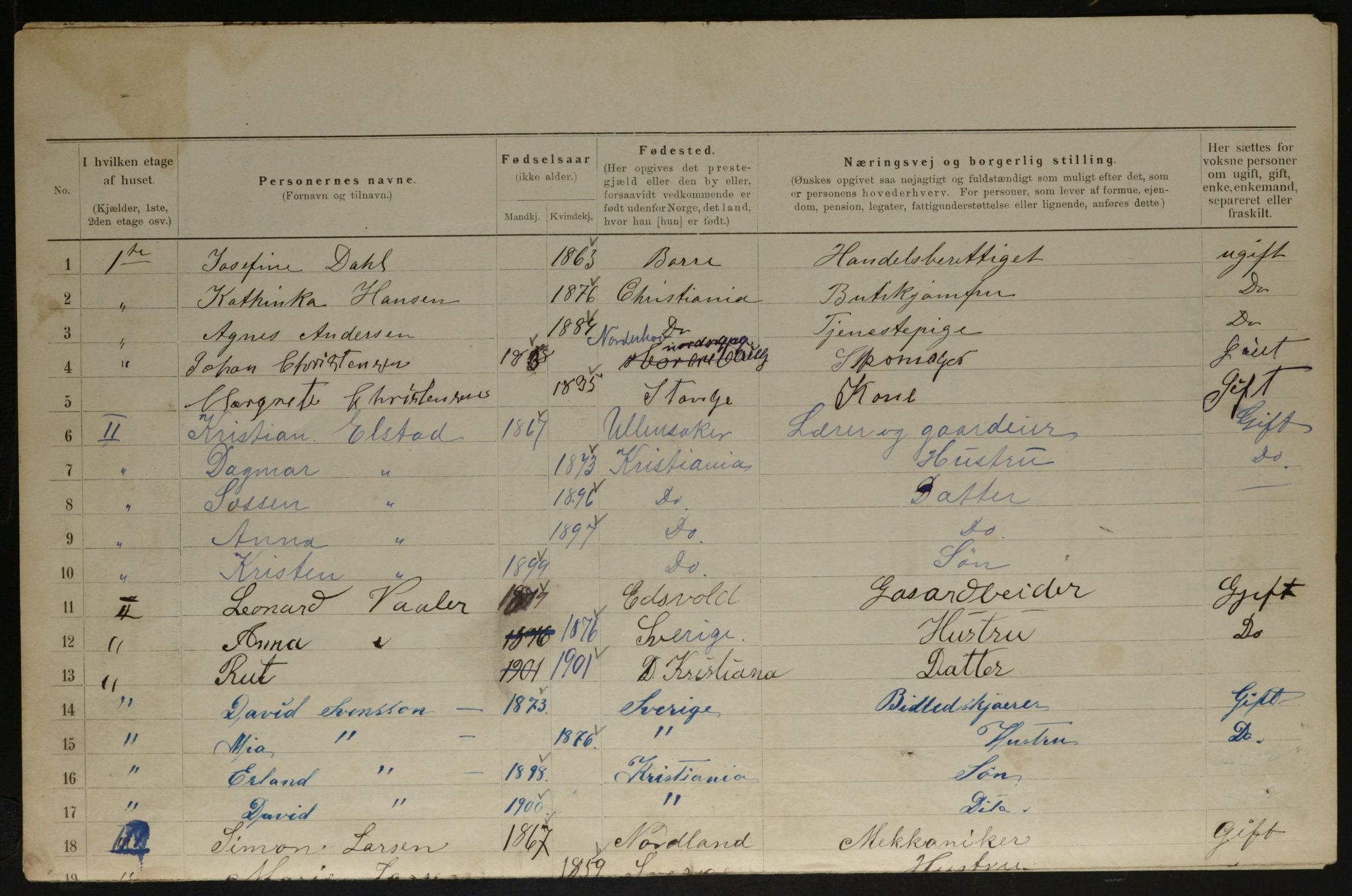 OBA, Municipal Census 1901 for Kristiania, 1901, p. 12578