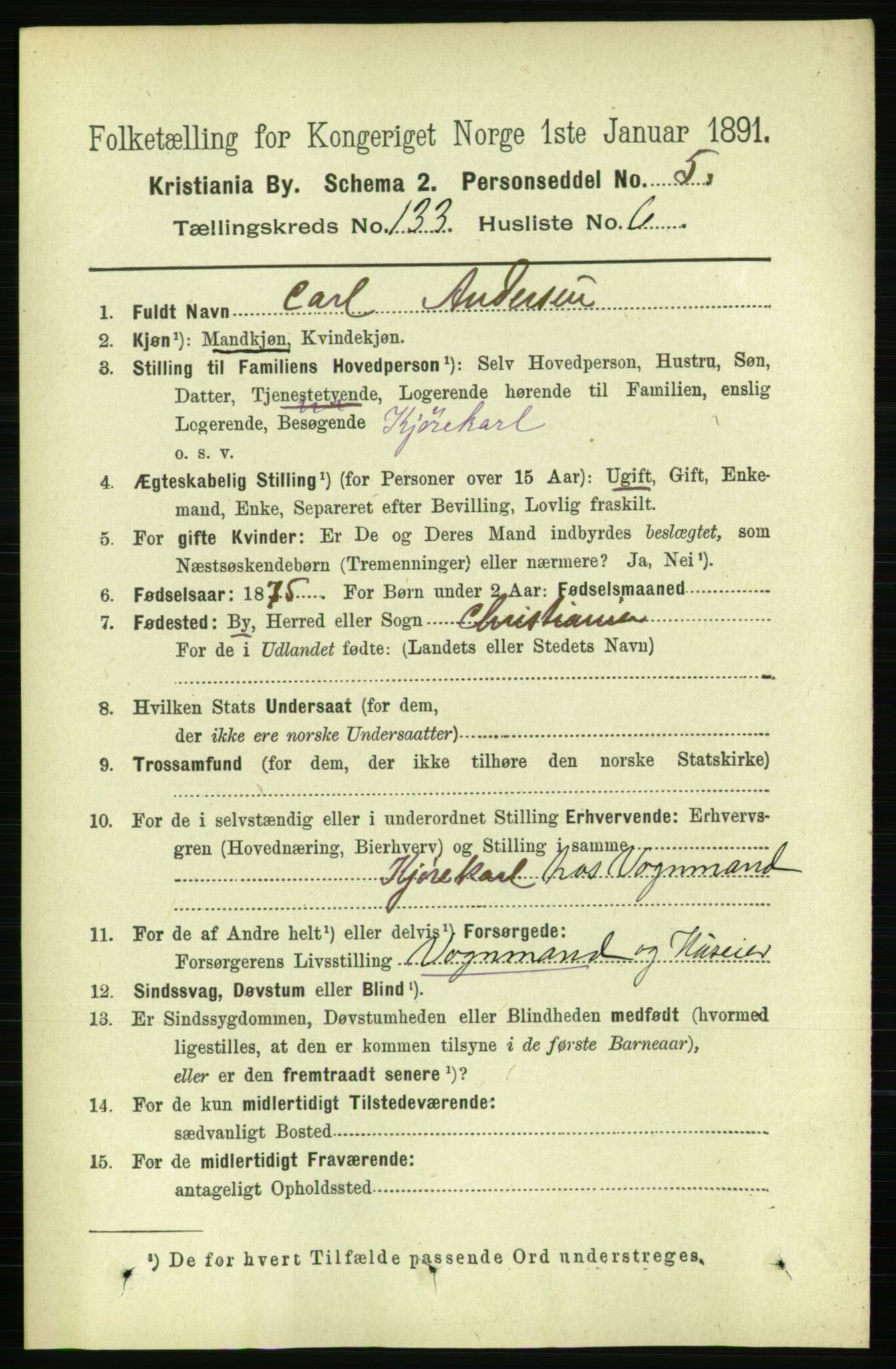 RA, 1891 census for 0301 Kristiania, 1891, p. 72646