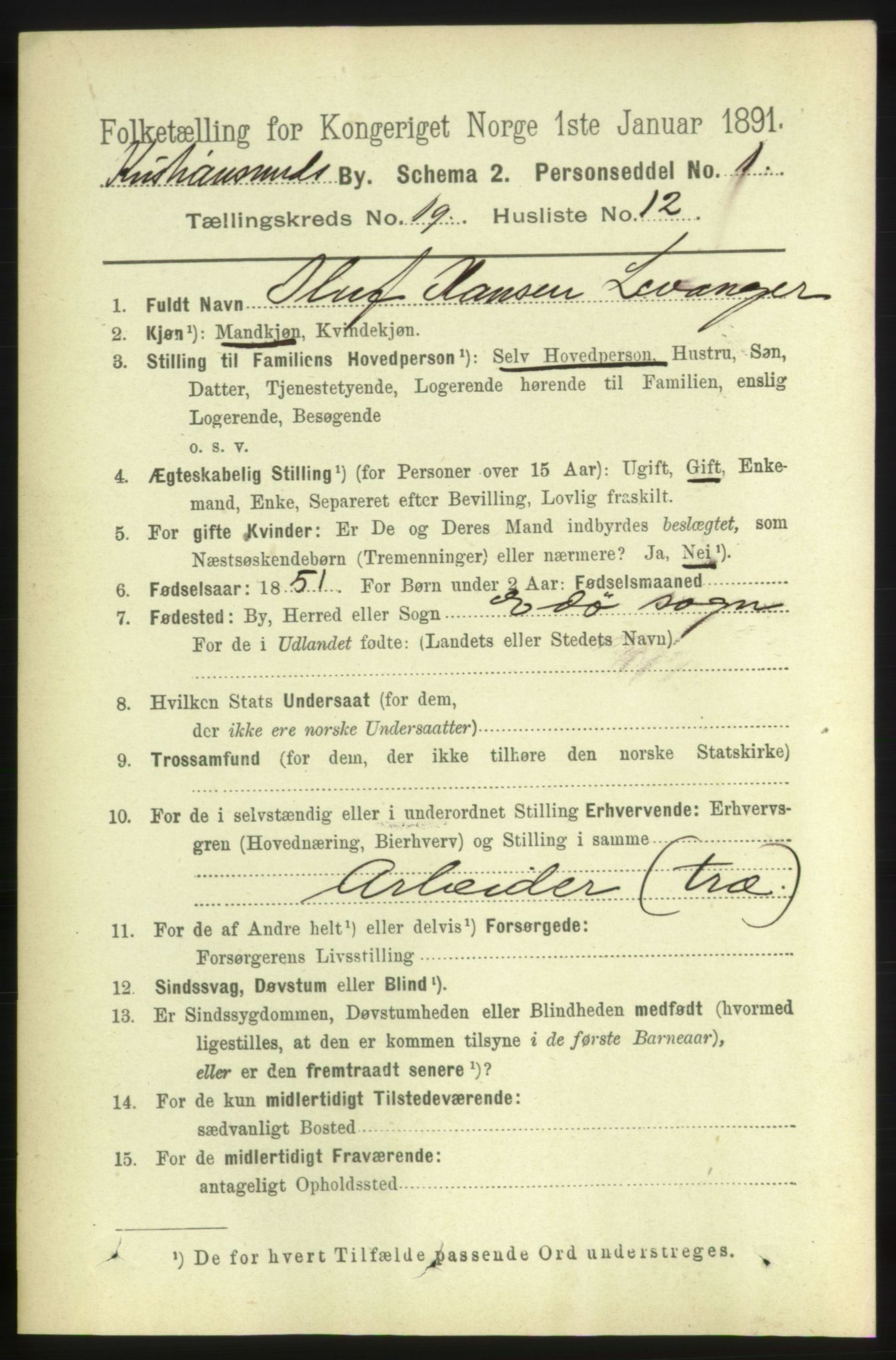 RA, 1891 census for 1503 Kristiansund, 1891, p. 12603