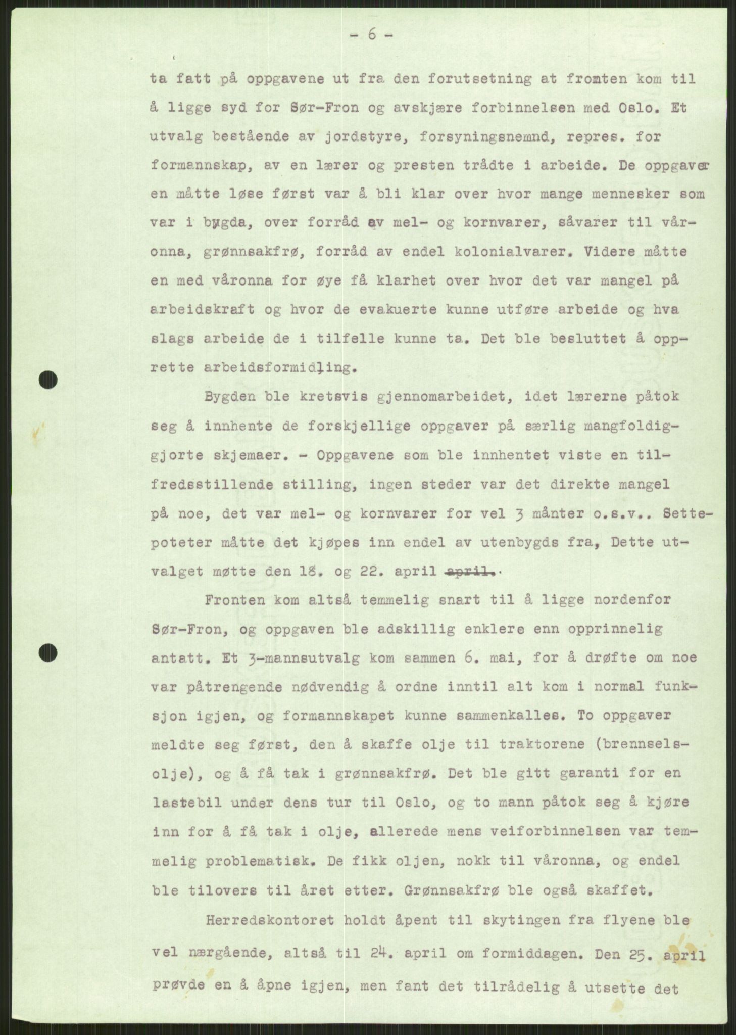 Forsvaret, Forsvarets krigshistoriske avdeling, AV/RA-RAFA-2017/Y/Ya/L0014: II-C-11-31 - Fylkesmenn.  Rapporter om krigsbegivenhetene 1940., 1940, p. 93