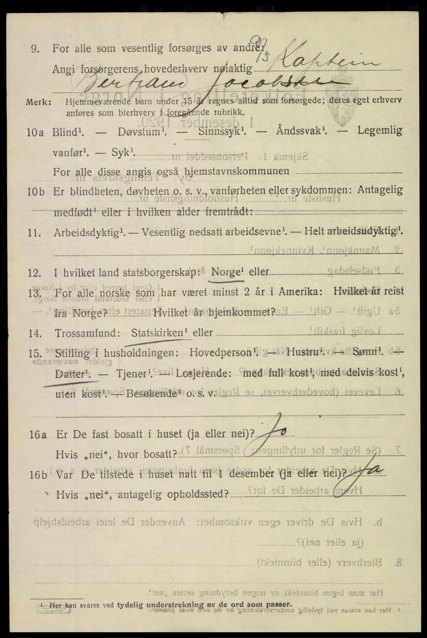 SAK, 1920 census for Arendal, 1920, p. 13541