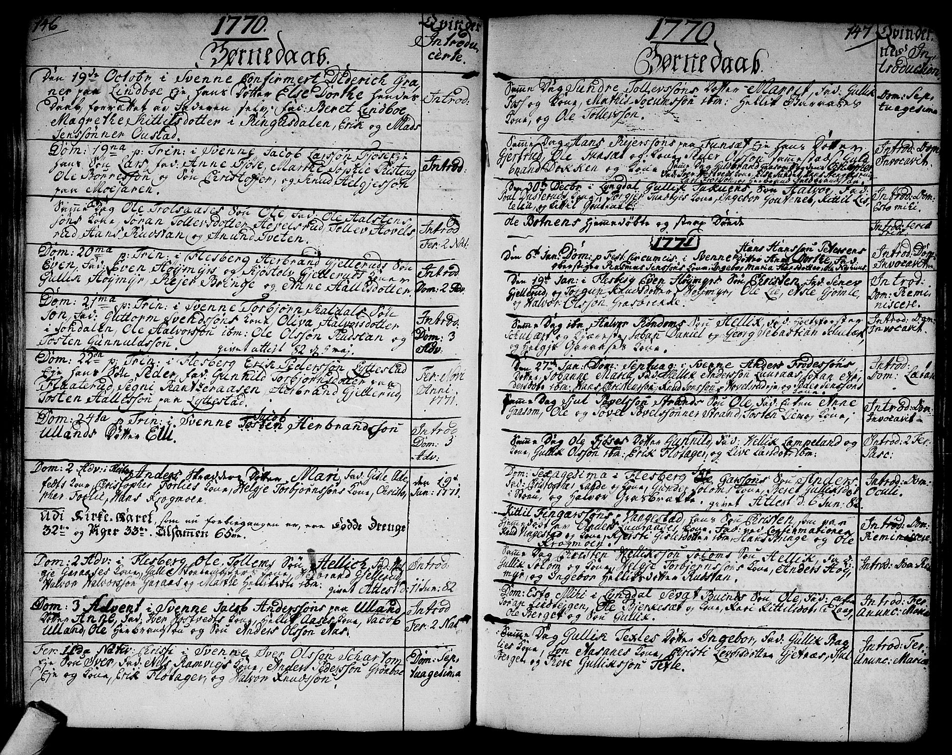 Flesberg kirkebøker, SAKO/A-18/F/Fa/L0003: Parish register (official) no. I 3, 1748-1790, p. 146-147