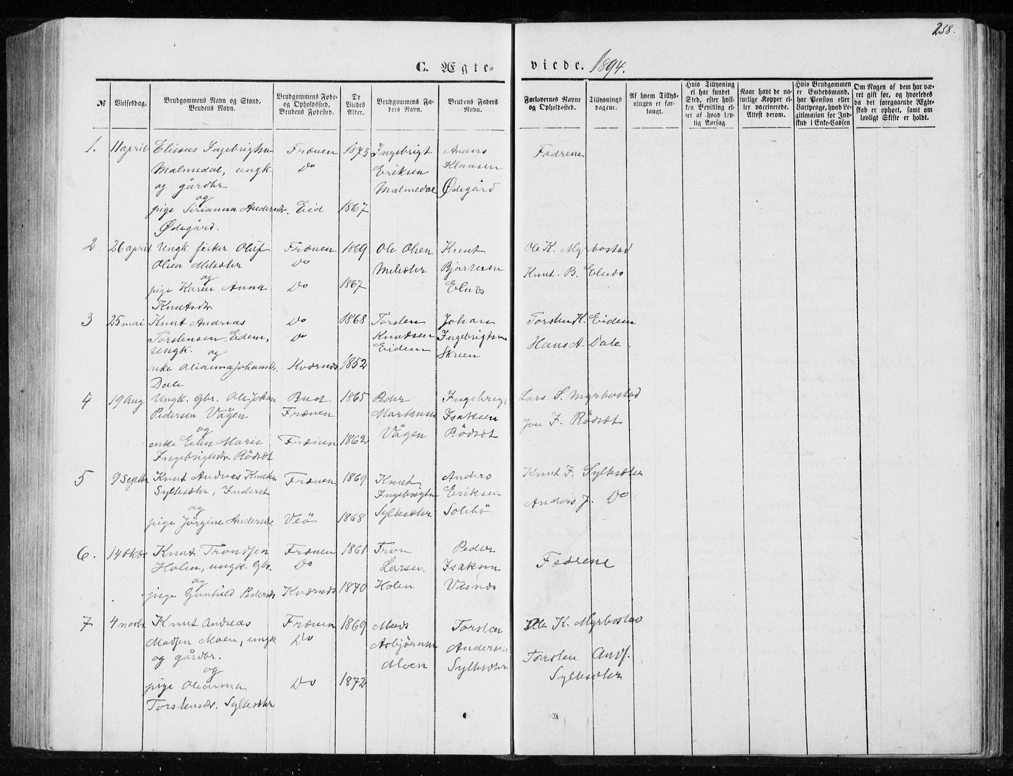 Ministerialprotokoller, klokkerbøker og fødselsregistre - Møre og Romsdal, SAT/A-1454/565/L0754: Parish register (copy) no. 565C03, 1870-1896, p. 238