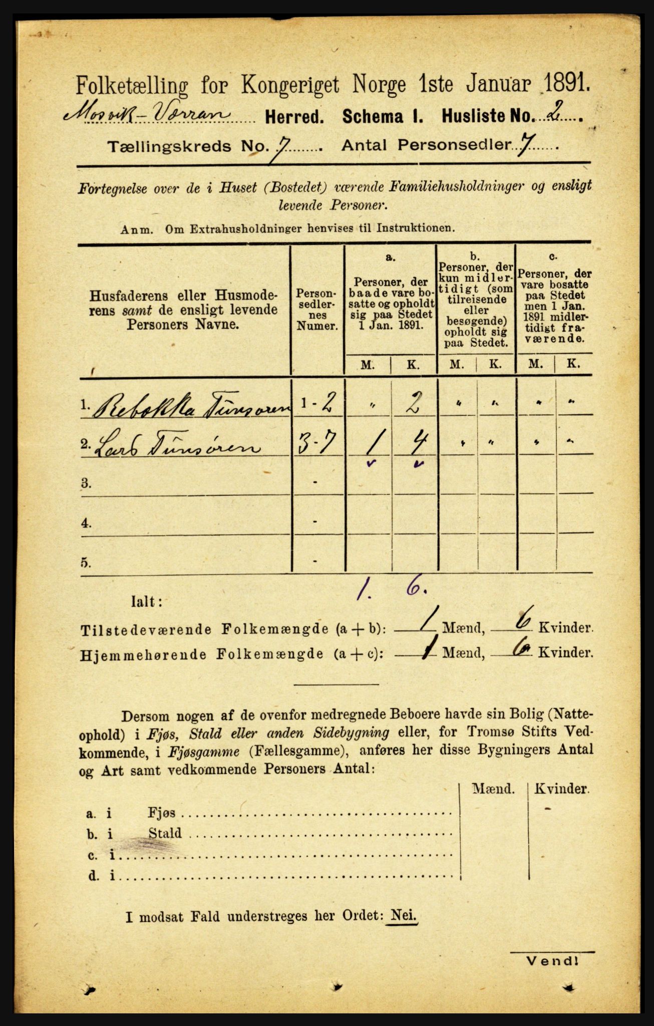 RA, 1891 census for 1723 Mosvik og Verran, 1891, p. 2851