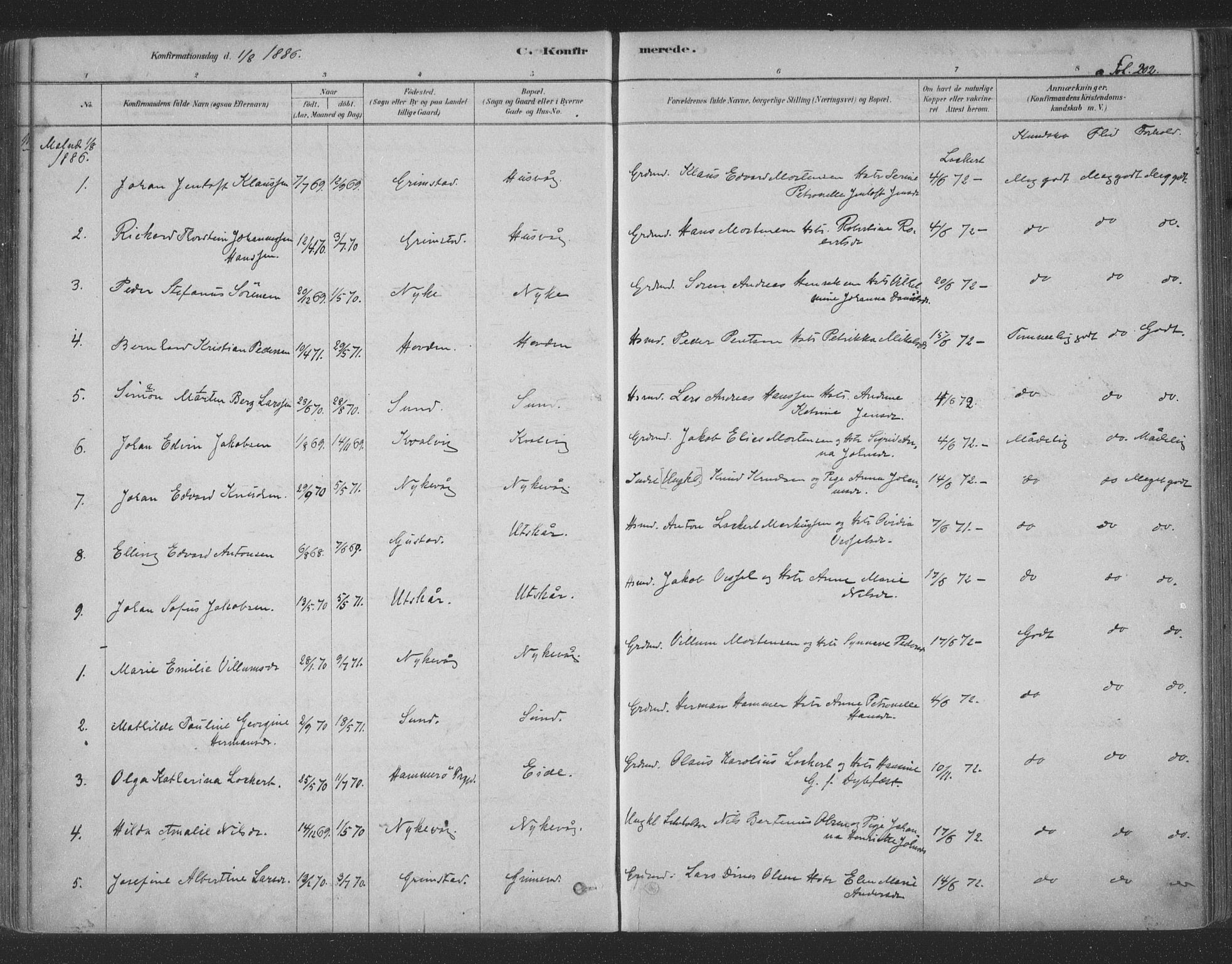 Ministerialprotokoller, klokkerbøker og fødselsregistre - Nordland, AV/SAT-A-1459/891/L1302: Parish register (official) no. 891A07, 1878-1895, p. 202