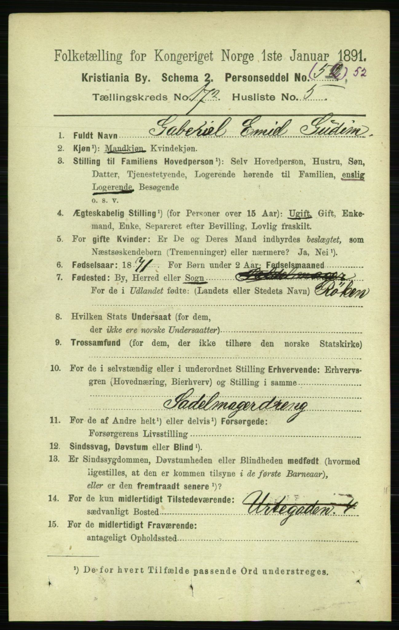 RA, 1891 census for 0301 Kristiania, 1891, p. 102004