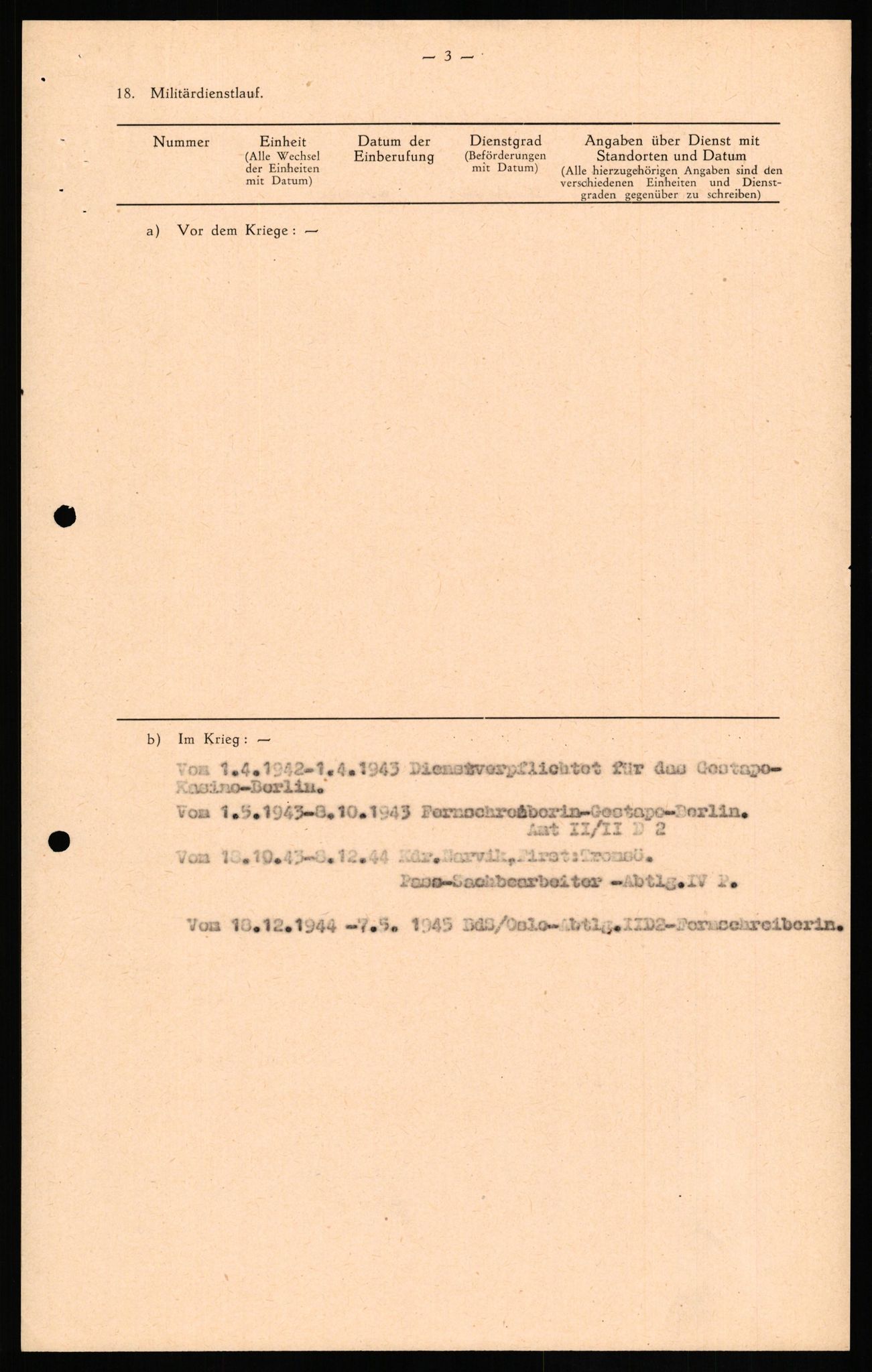 Forsvaret, Forsvarets overkommando II, RA/RAFA-3915/D/Db/L0023: CI Questionaires. Tyske okkupasjonsstyrker i Norge. Tyskere., 1945-1946, p. 432