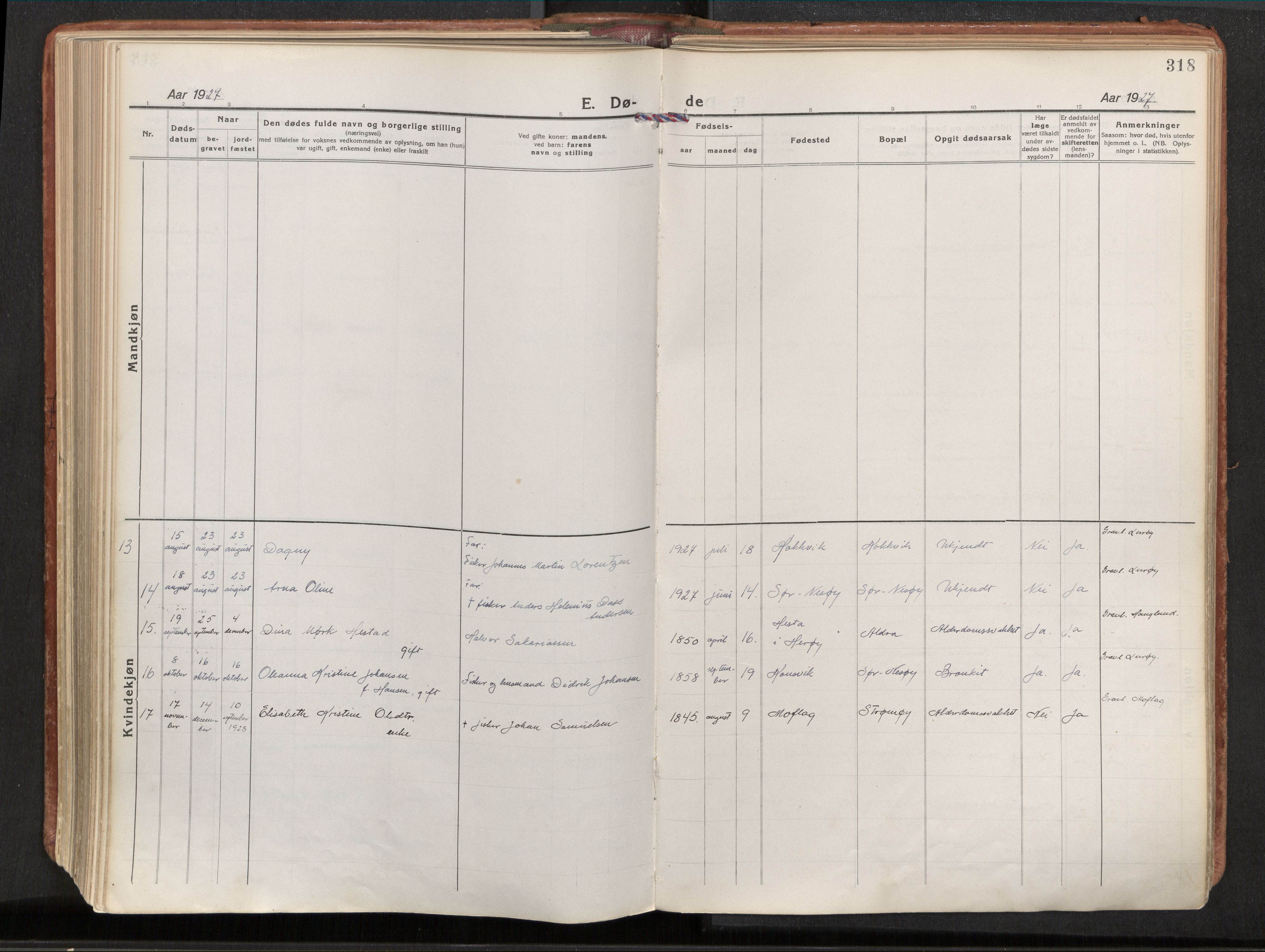 Ministerialprotokoller, klokkerbøker og fødselsregistre - Nordland, AV/SAT-A-1459/839/L0570: Parish register (official) no. 839A07, 1923-1942, p. 318