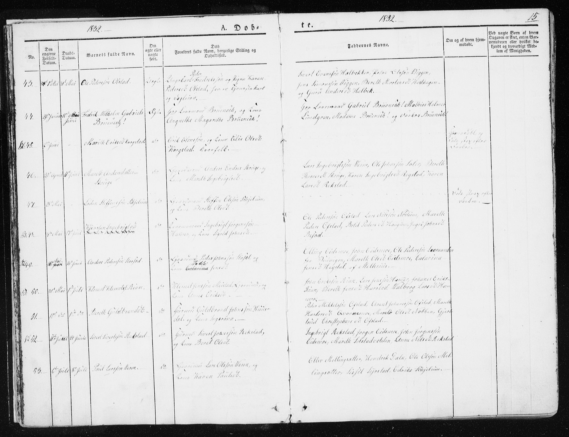 Ministerialprotokoller, klokkerbøker og fødselsregistre - Sør-Trøndelag, AV/SAT-A-1456/665/L0771: Parish register (official) no. 665A06, 1830-1856, p. 15