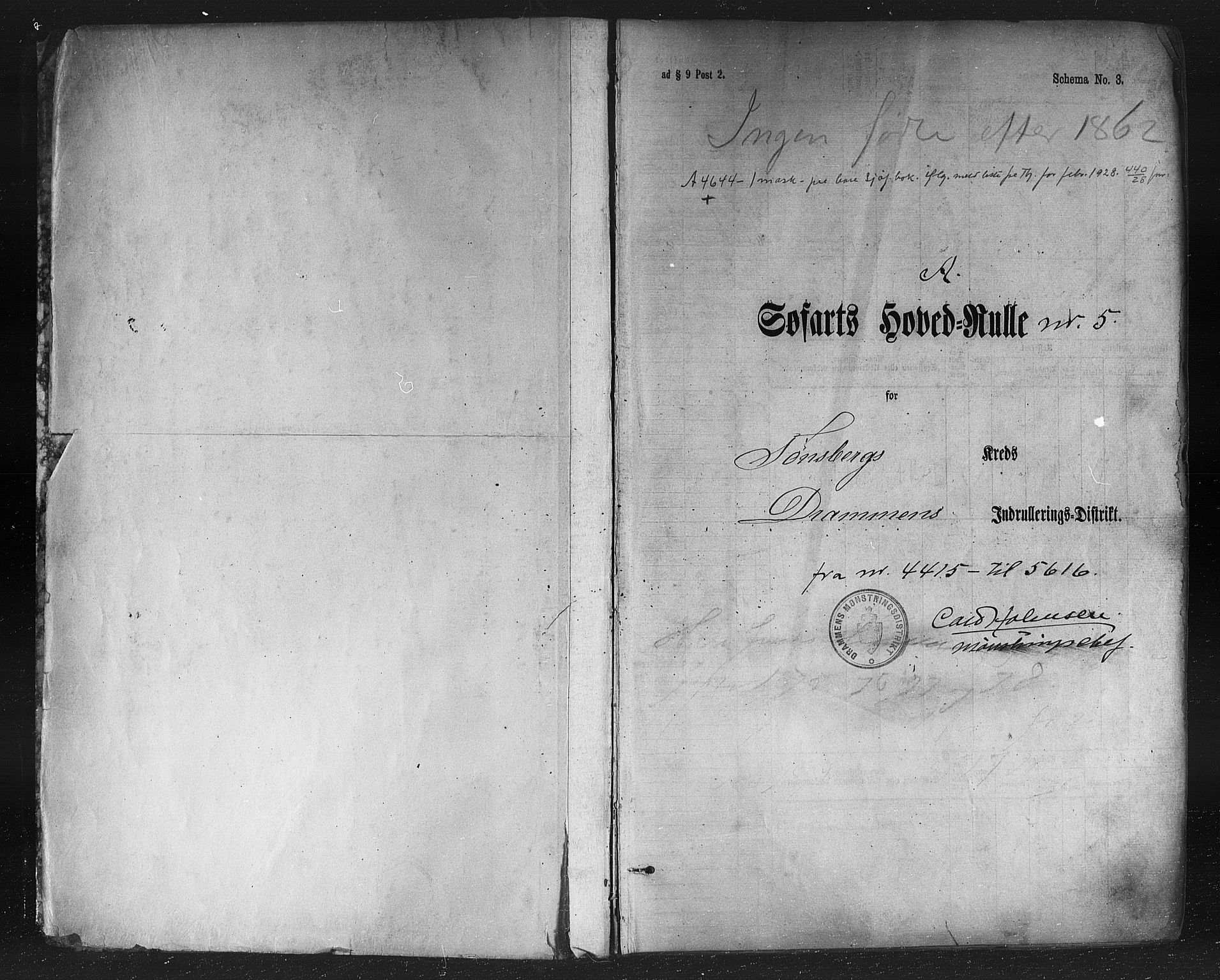 Tønsberg innrulleringskontor, SAKO/A-786/F/Fc/Fcb/L0005: Hovedrulle Patent nr. 4415-5616, 1871, p. 2