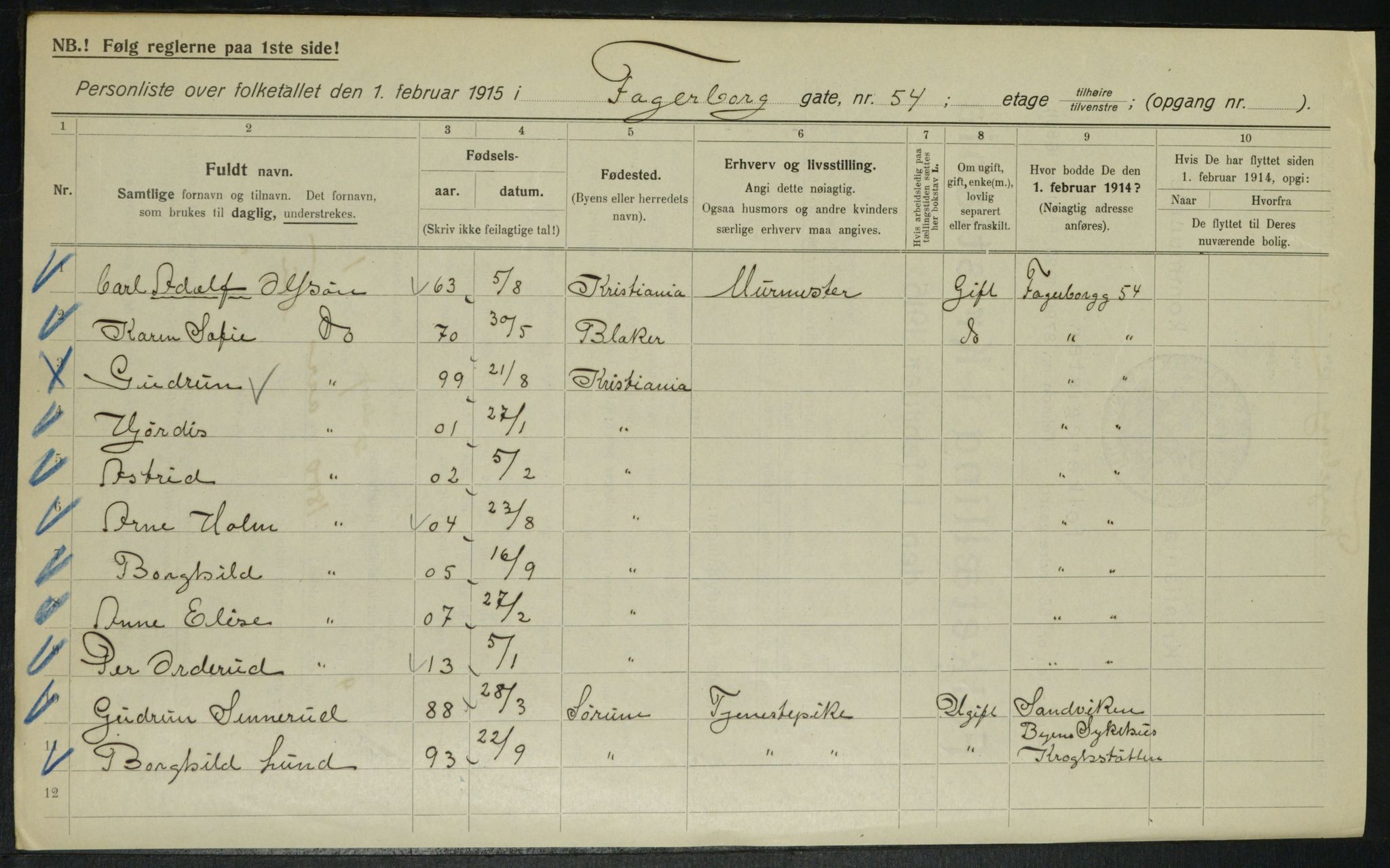 OBA, Municipal Census 1915 for Kristiania, 1915, p. 22634