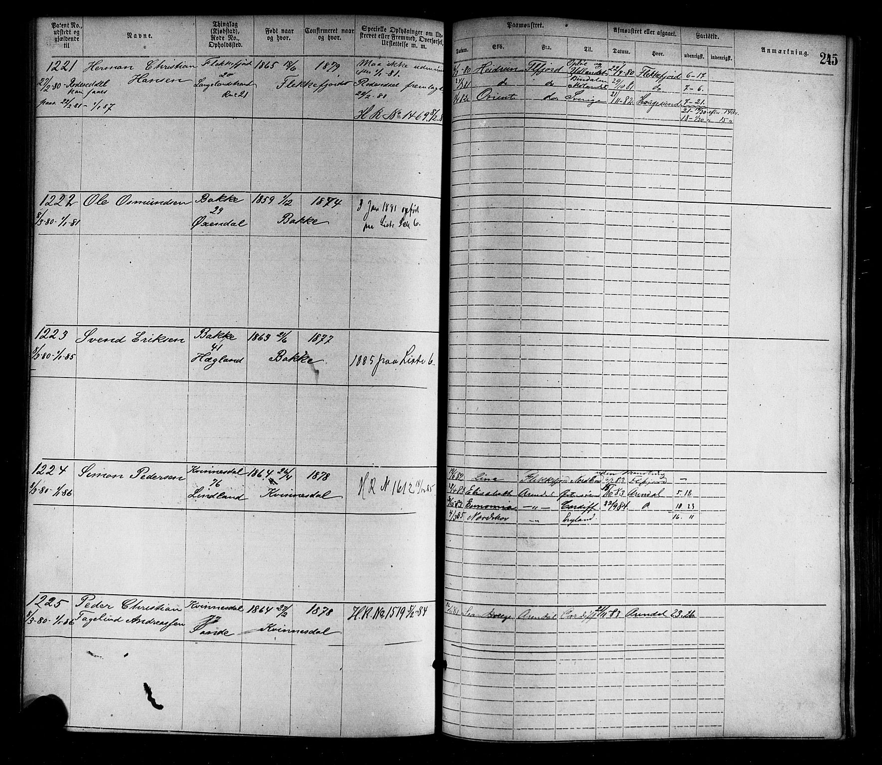 Flekkefjord mønstringskrets, AV/SAK-2031-0018/F/Fa/L0002: Annotasjonsrulle nr 1-1920 med register, N-2, 1870-1891, p. 273