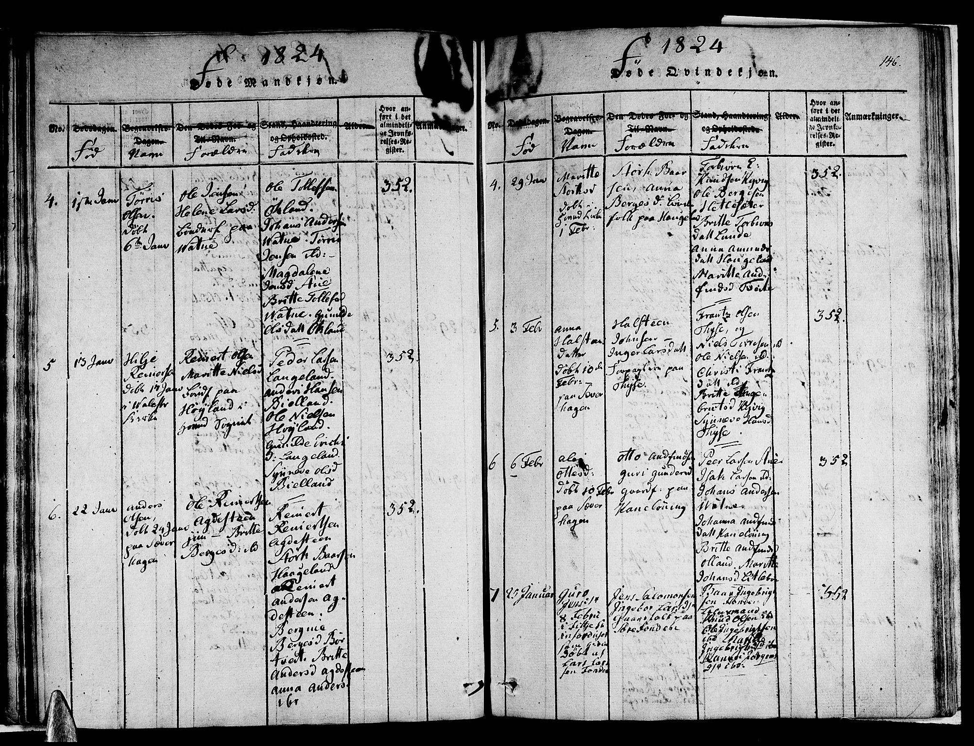 Stord sokneprestembete, AV/SAB-A-78201/H/Haa: Parish register (official) no. A 5, 1816-1825, p. 146