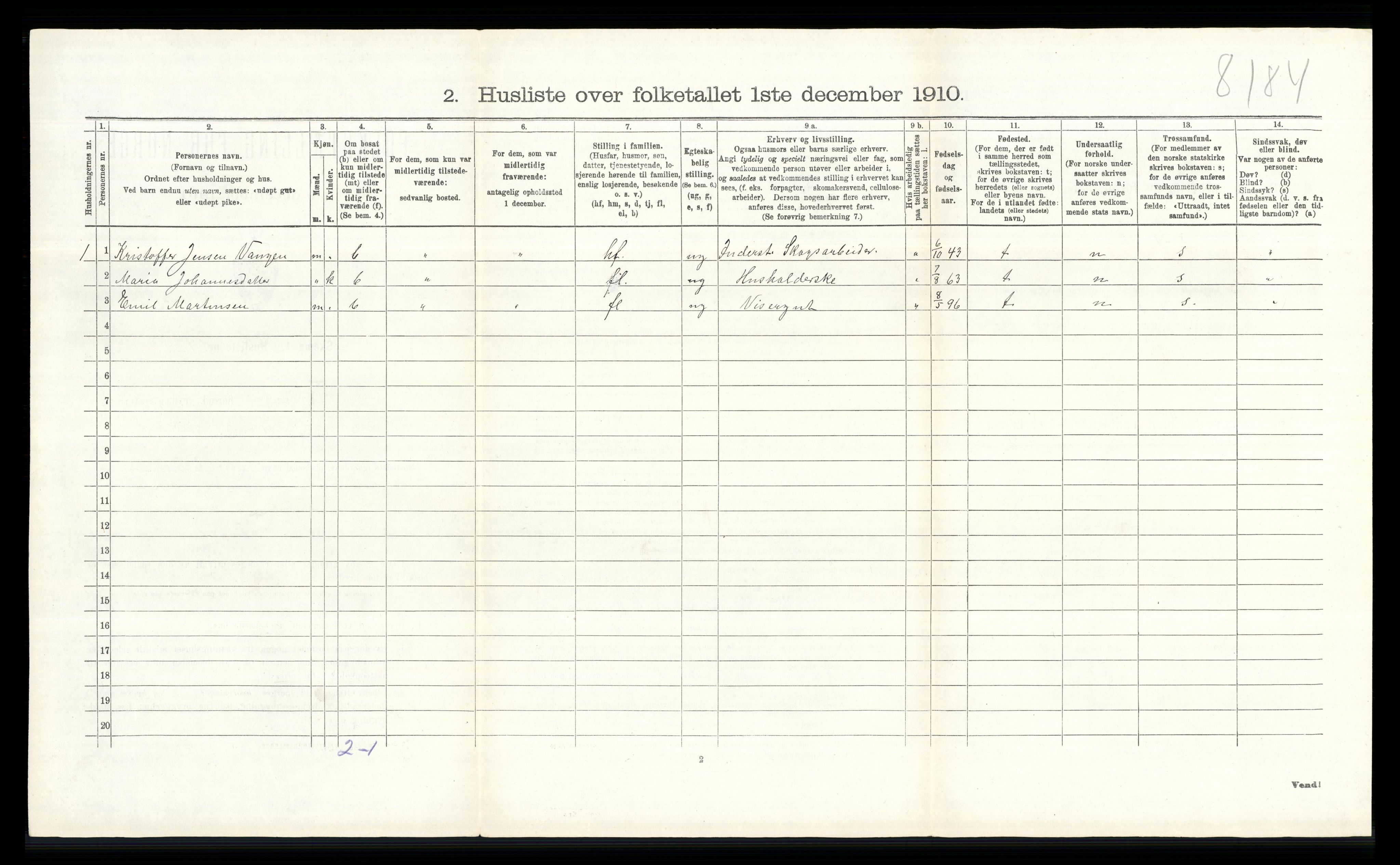 RA, 1910 census for Feiring, 1910, p. 333