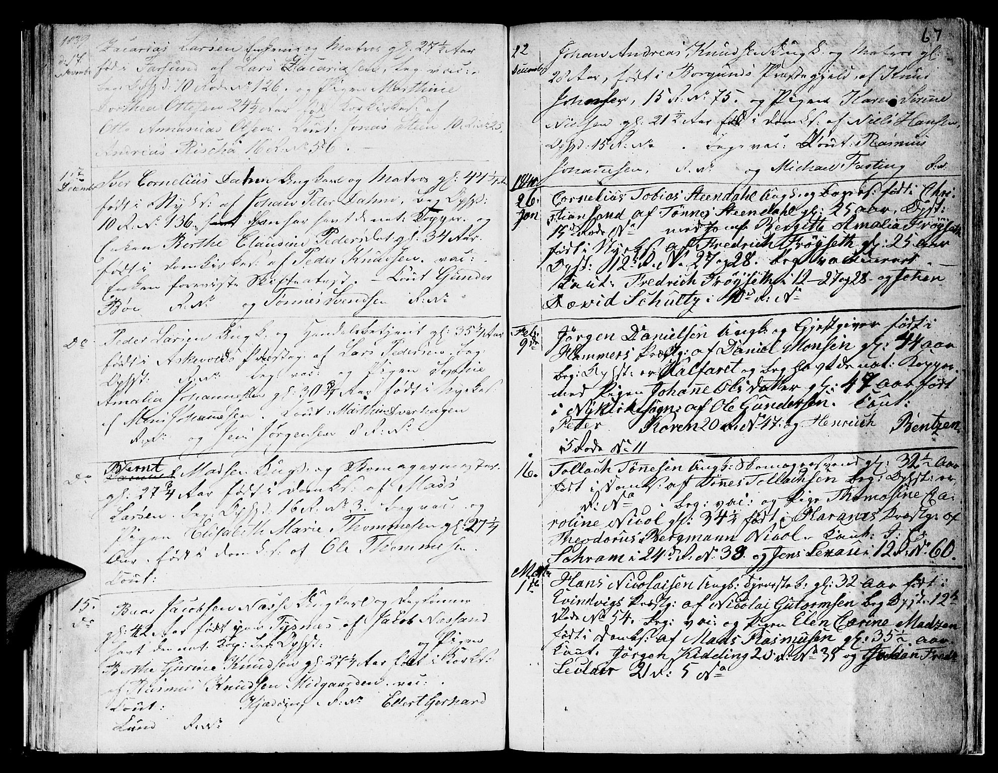 Domkirken sokneprestembete, SAB/A-74801/H/Hab/L0003: Parish register (copy) no. A 3, 1820-1853, p. 67