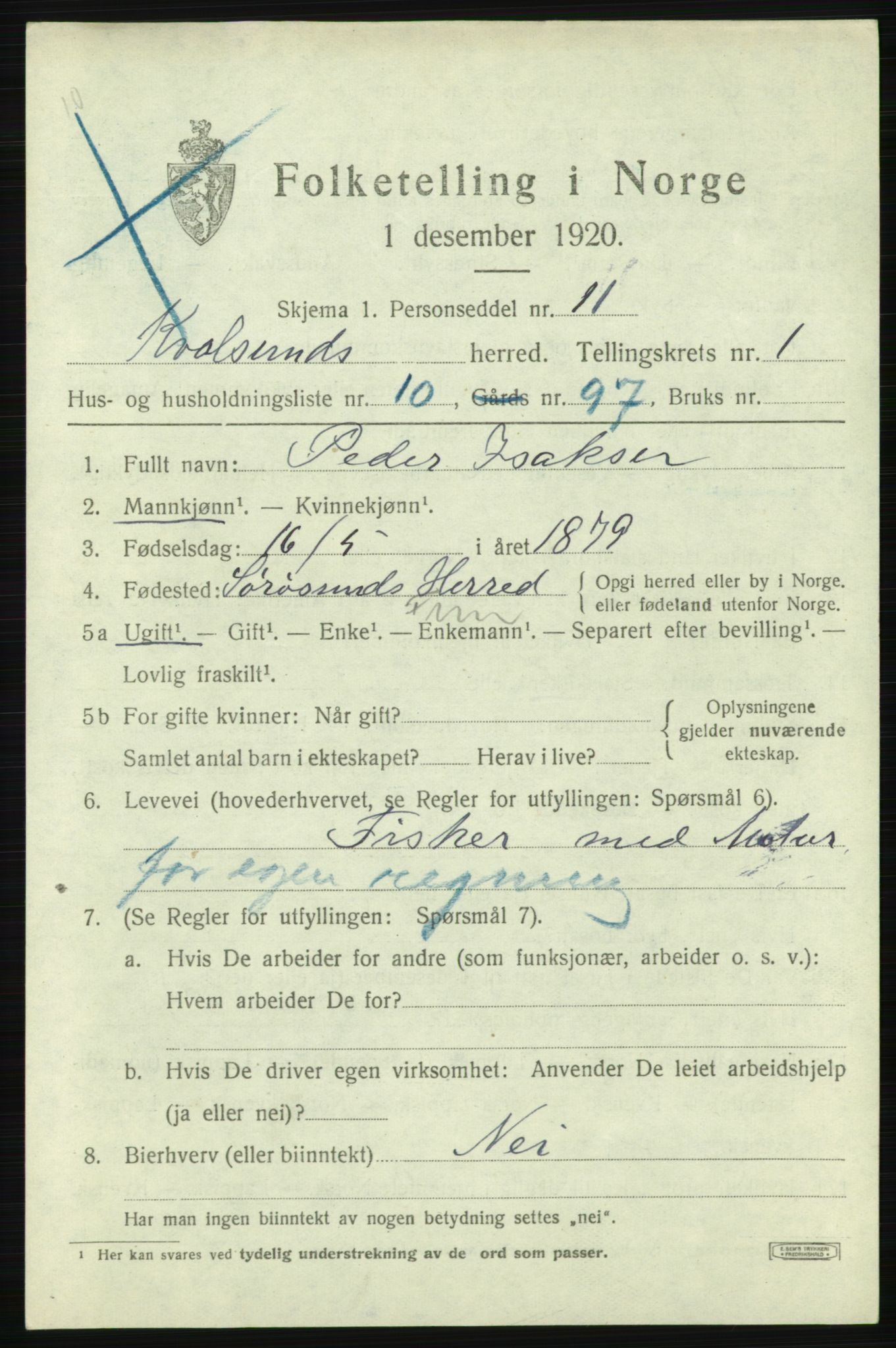 SATØ, 1920 census for , 1920, p. 610