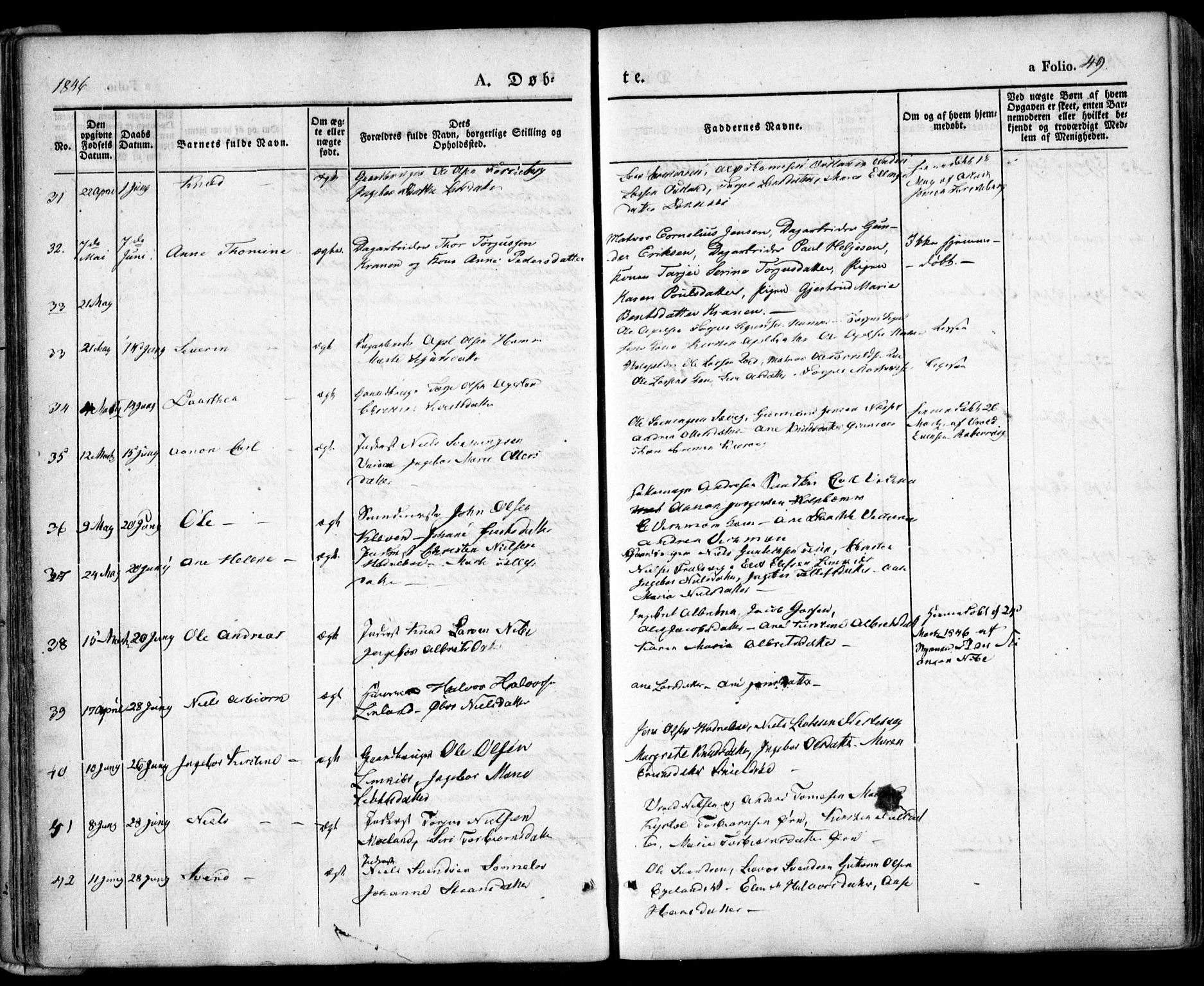 Søndeled sokneprestkontor, AV/SAK-1111-0038/F/Fa/L0002: Parish register (official) no. A 2, 1839-1860, p. 49