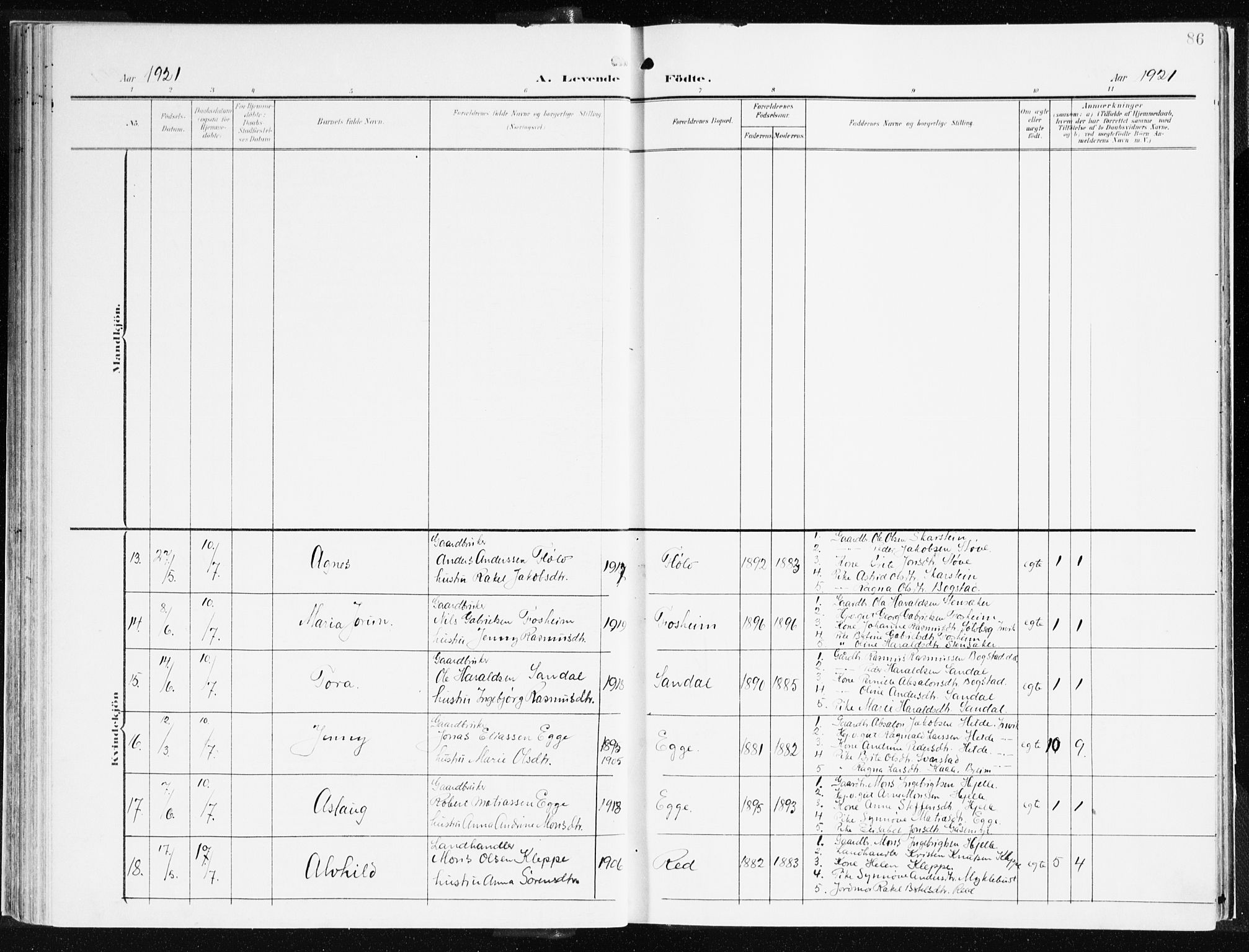 Gloppen sokneprestembete, AV/SAB-A-80101/H/Haa/Haac/L0003: Parish register (official) no. C 3, 1904-1921, p. 86